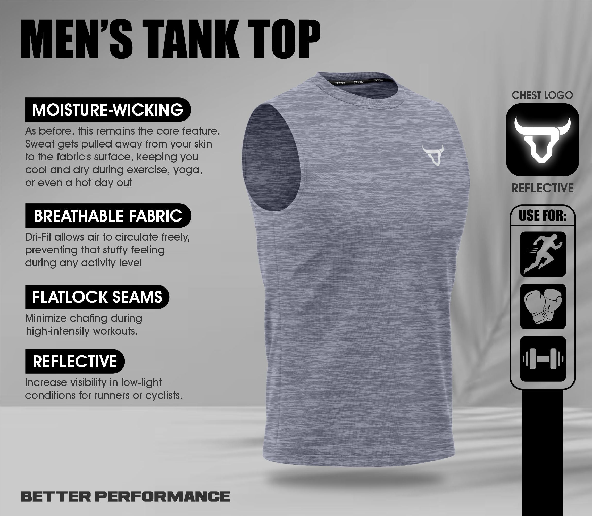 Toro Activa Essentials Milange Performance Tank Top - 3 Colour Pack TORO ACTIVA