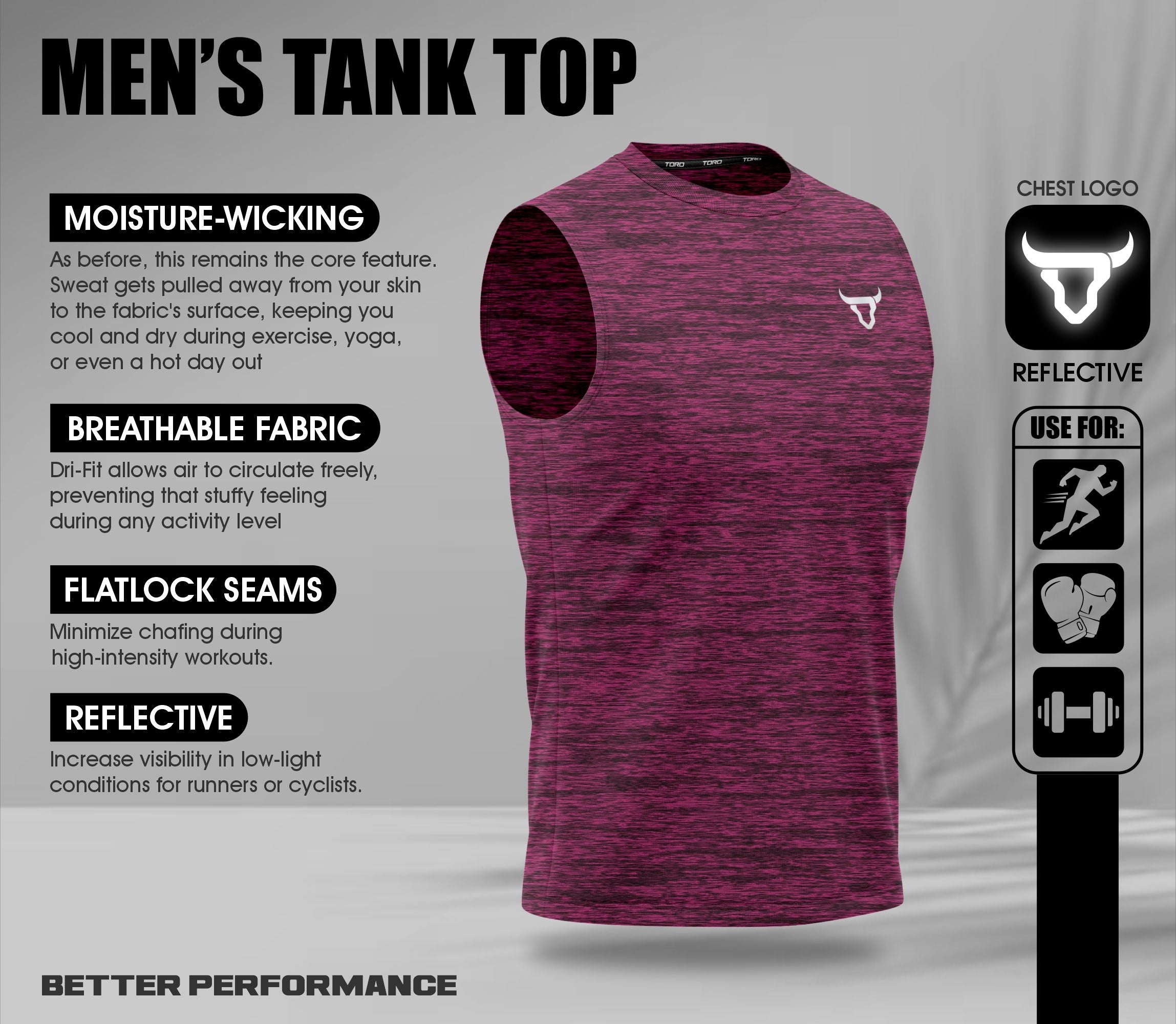 Toro Activa Essentials Milange Performance Tank Top - 3 Colour Pack TORO ACTIVA