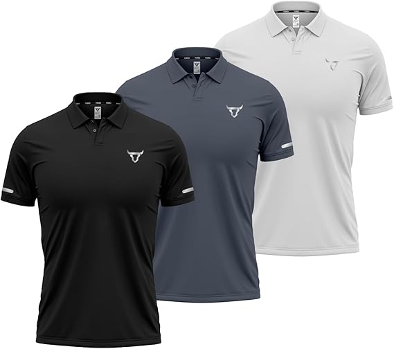 Toro Activa Essentials Pack of 3 Polo Shirts Black Grey White TORO ACTIVA