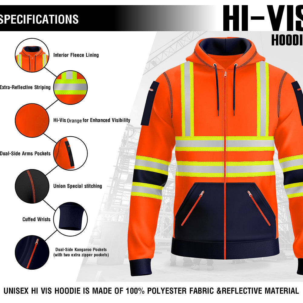 Toro Activa Hi-Vis Fleece Full Zip Workwear Hoodie 11 TORO ACTIVA