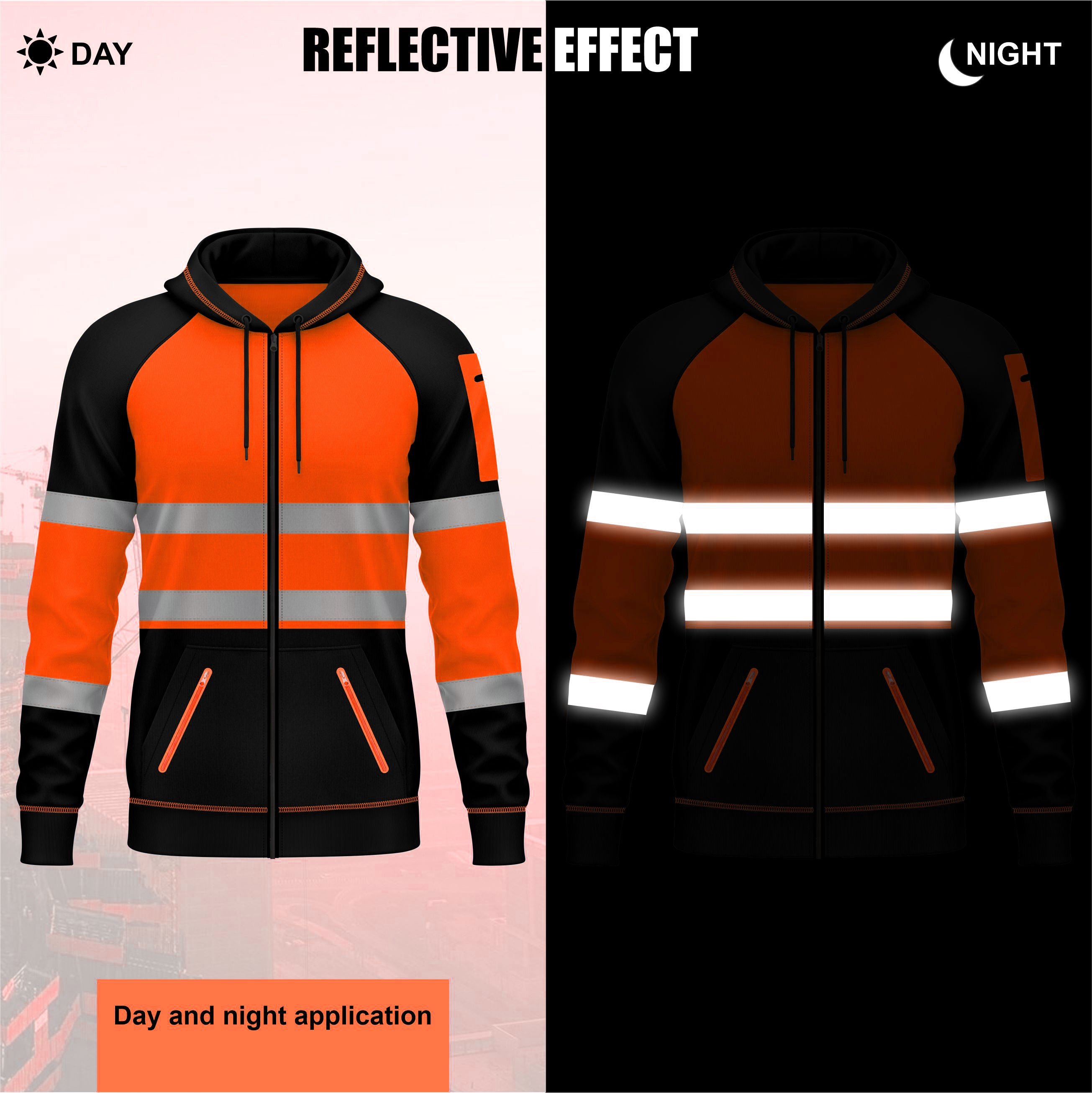 Toro Activa Hi-Vis Fleece Zipper Pullover Hoodie 1002 - Orange/Black TORO ACTIVA