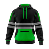 Hi-Vis Workwear ESSENTIAL Fleece Pullover Hoodie W1006 - Black/Green 2XL TORO ACTIVA