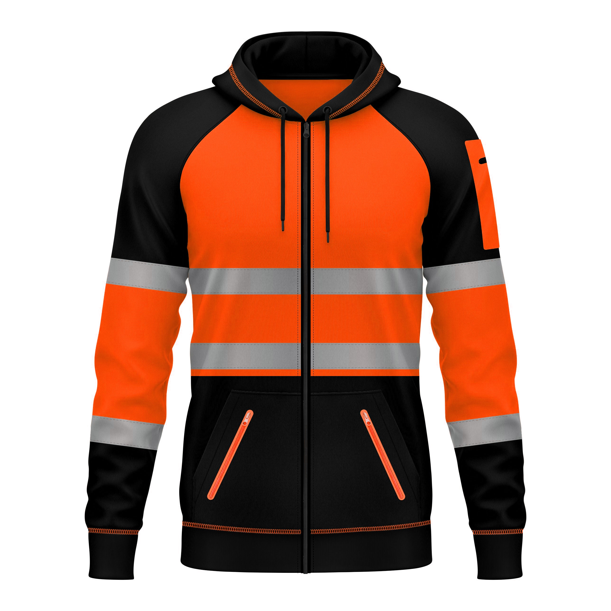 Toro Activa Hi-Vis Fleece Zipper Pullover Hoodie 1002 - Orange/Black Orange Black TORO ACTIVA
