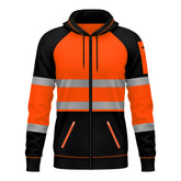 Toro Activa Hi-Vis Fleece Zipper Pullover Hoodie 1002 - Orange/Black Orange Black TORO ACTIVA