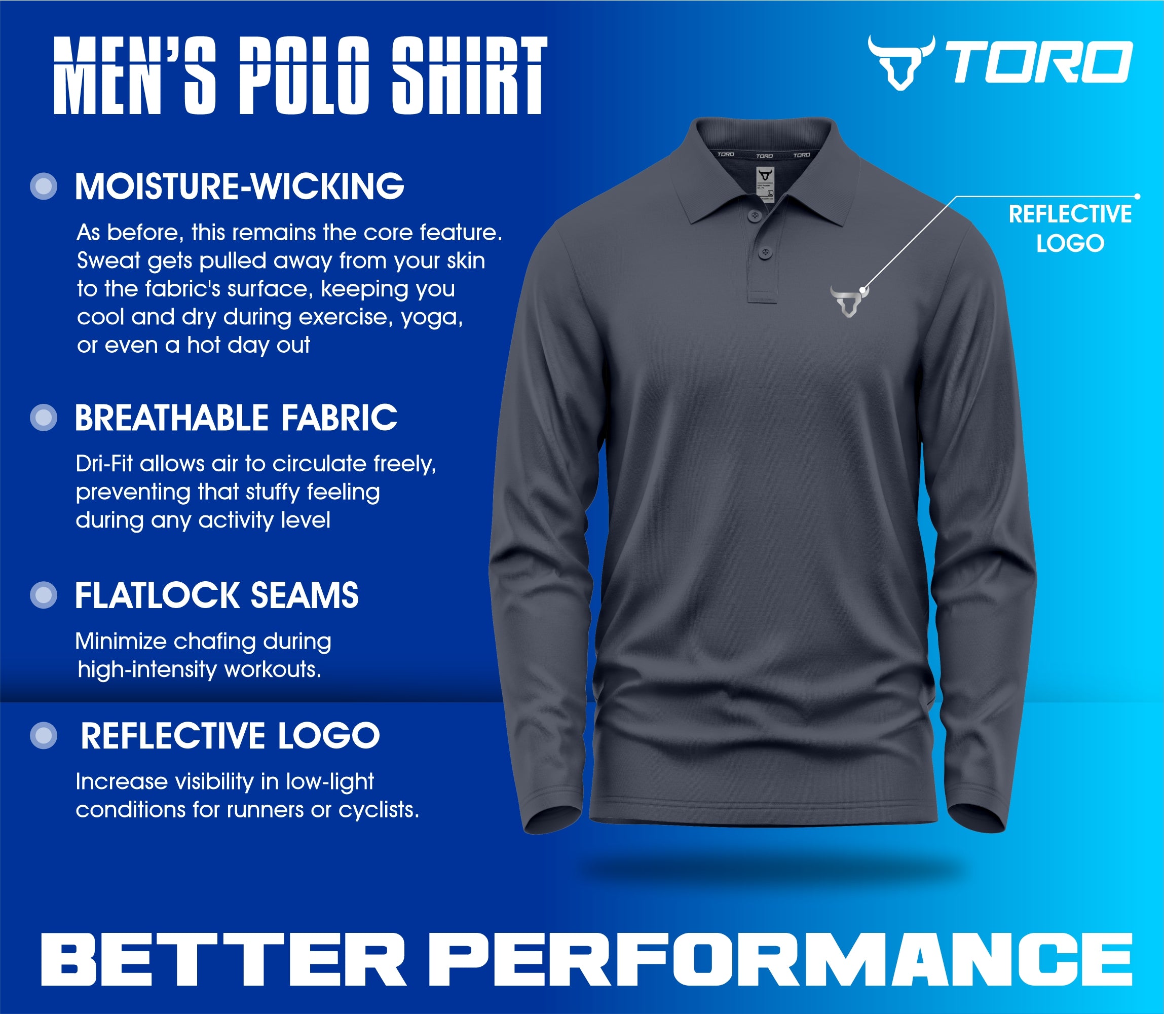 Toro Activa Dri-FIT Performance Long Sleeve Polo TORO ACTIVA