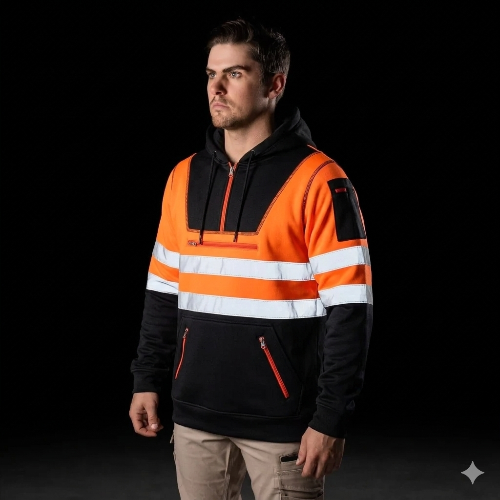 Hi-Vis Work Hoodie 6 - Orange/Black | High Visibility Workwear TORO ACTIVA
