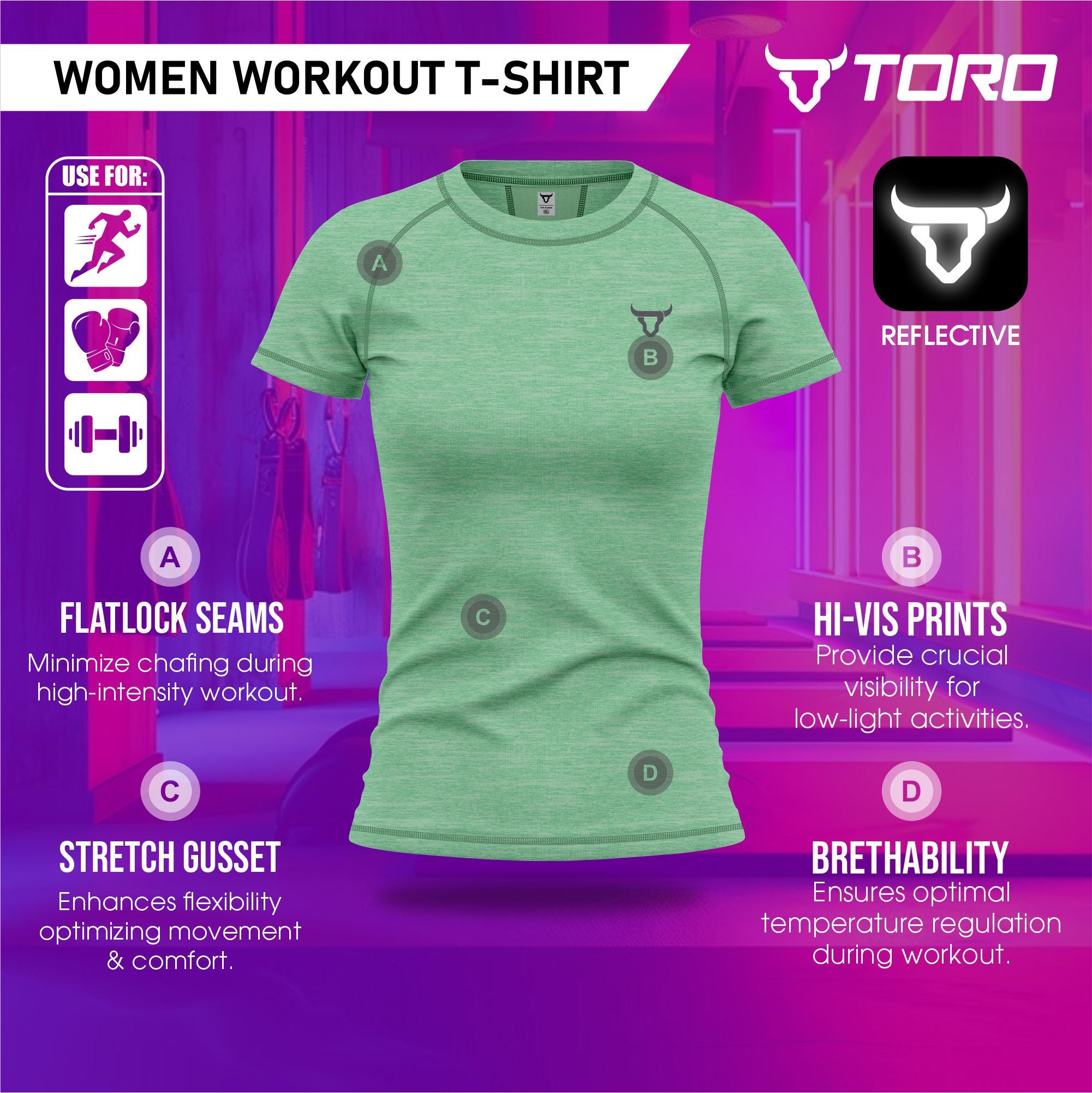 Toro Activa Women's Dry-Fit Melange Raglan Tee TORO ACTIVA