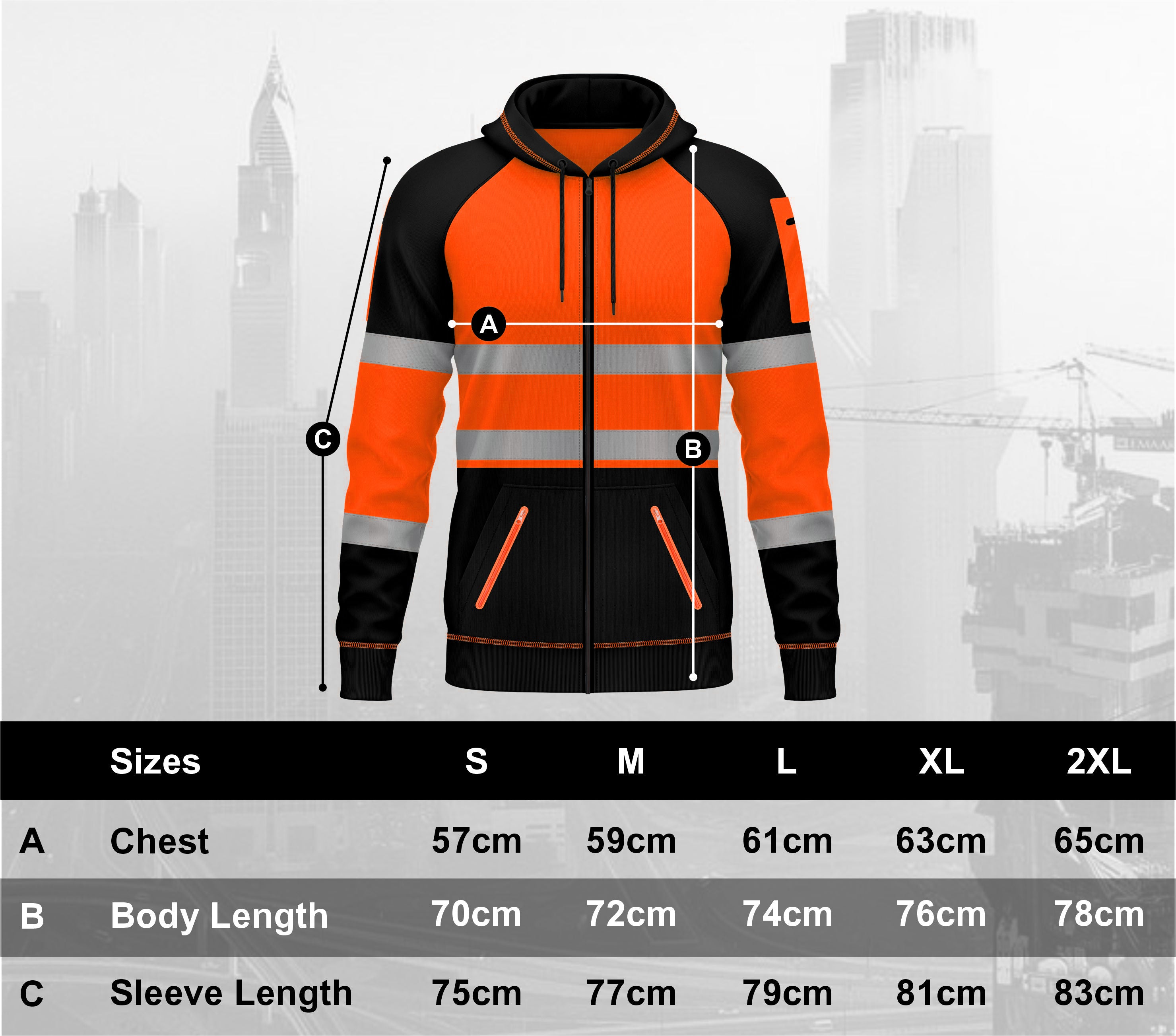 Toro Activa Hi-Vis Fleece Zipper Pullover Hoodie 1002 - Orange/Black TORO ACTIVA