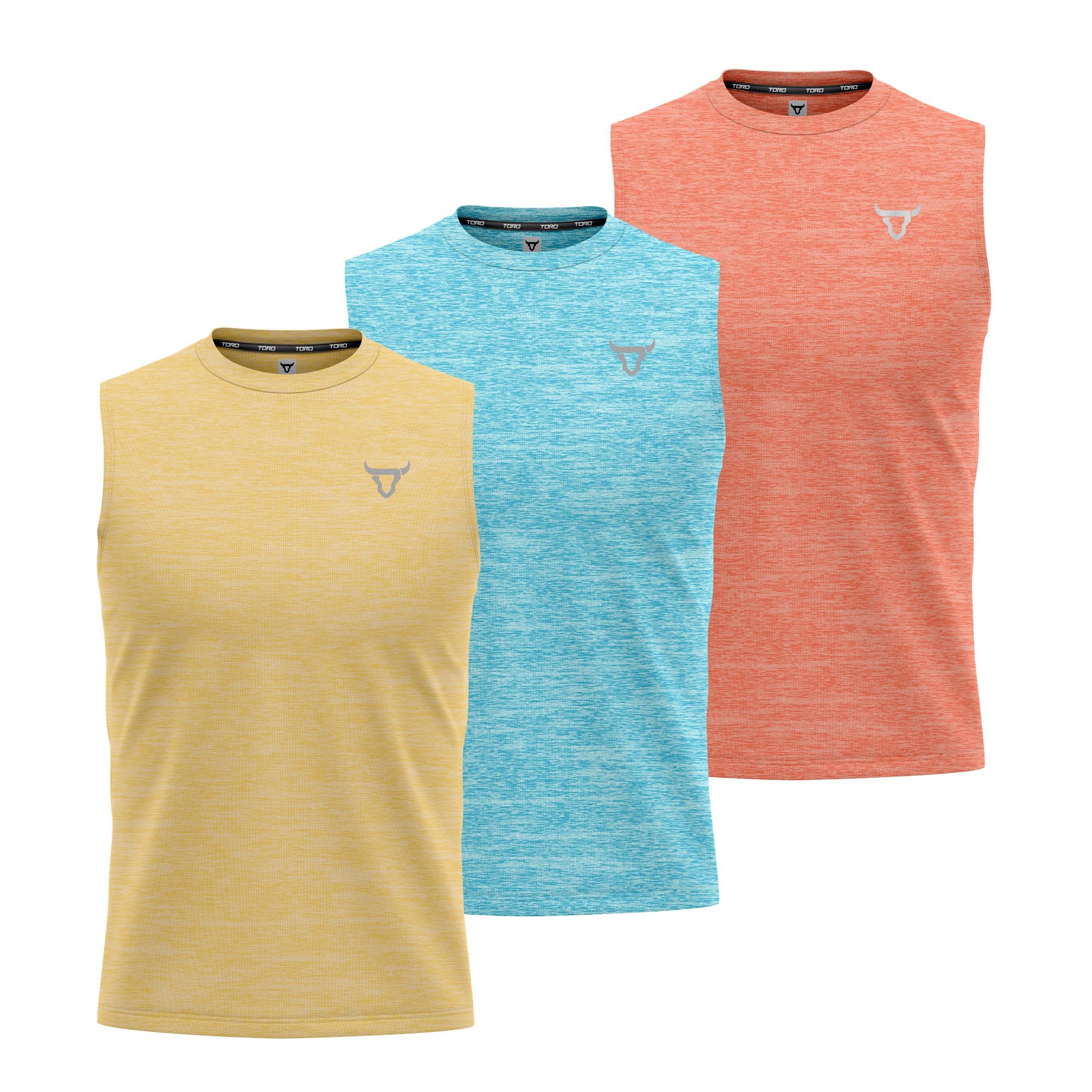 Toro Activa Essentials Milange Performance Tank Top - 3 Colour Pack Orange blue Yellow TORO ACTIVA