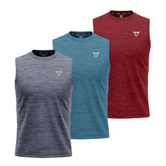 Toro Activa Essentials Milange Performance Tank Top - 3 Colour Pack Grey Teal Red TORO ACTIVA
