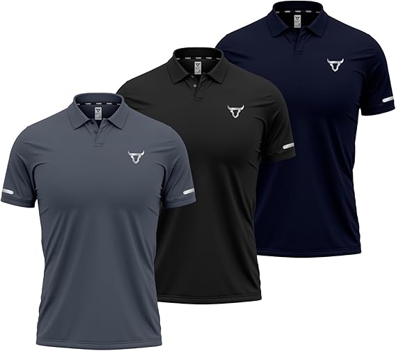 Toro Activa Essentials Pack of 3 Polo Shirts Black Grey Navy TORO ACTIVA