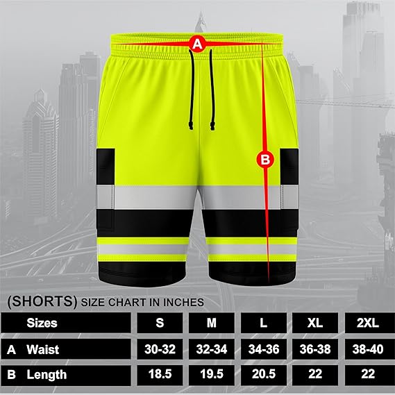Toro Activa Hi-Vis Fleece Shorts SH104 - Black/Yellow TORO ACTIVA