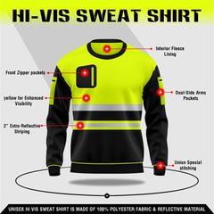 Hi-Vis Work Sweatshirt S103 - Yellow/Black | Workwear TORO ACTIVA