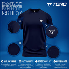 Toro Activa Men Short Sleeve T-Shirts Workout Navy Blue
