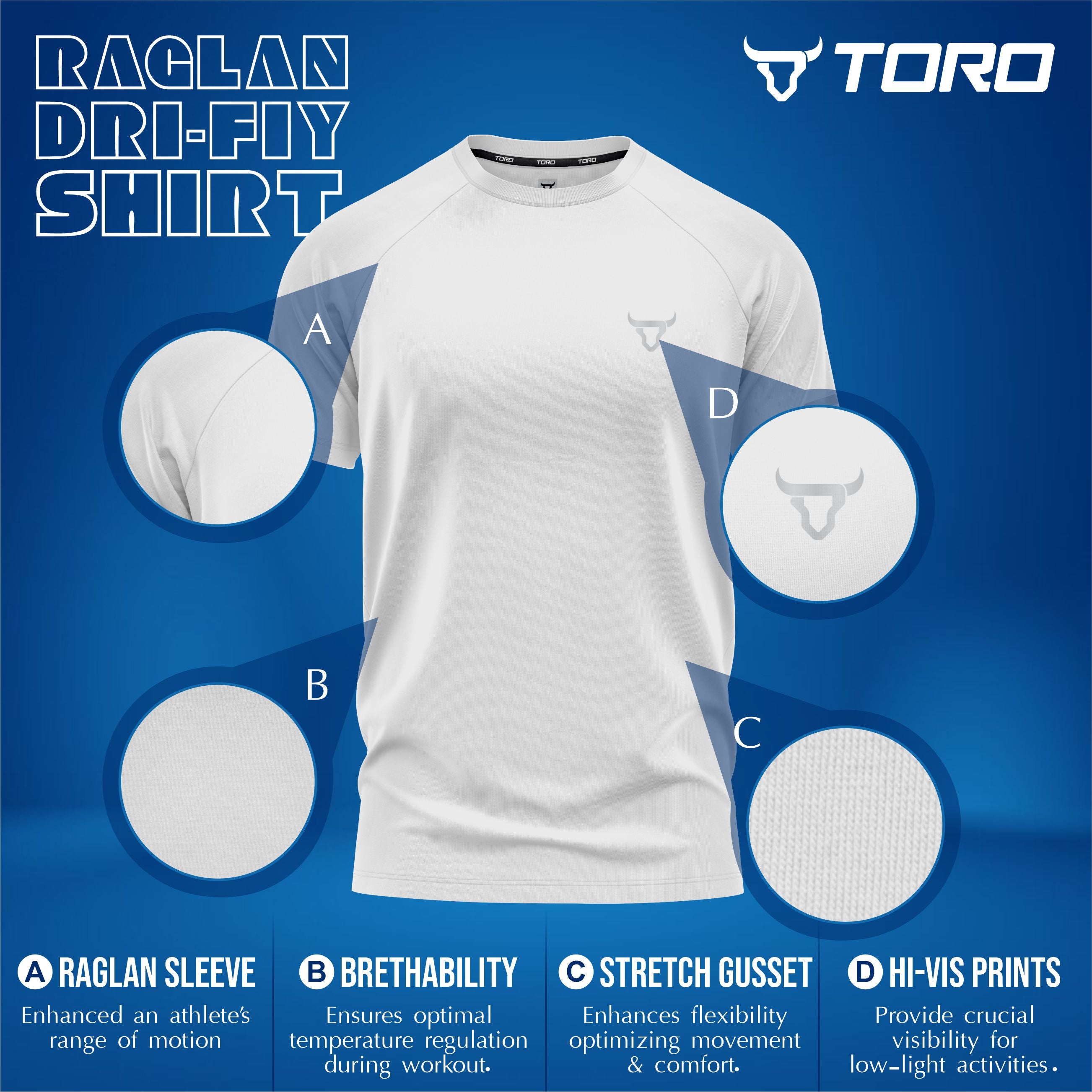 Toro Activa Men Short Sleeve T-Shirts Workout White