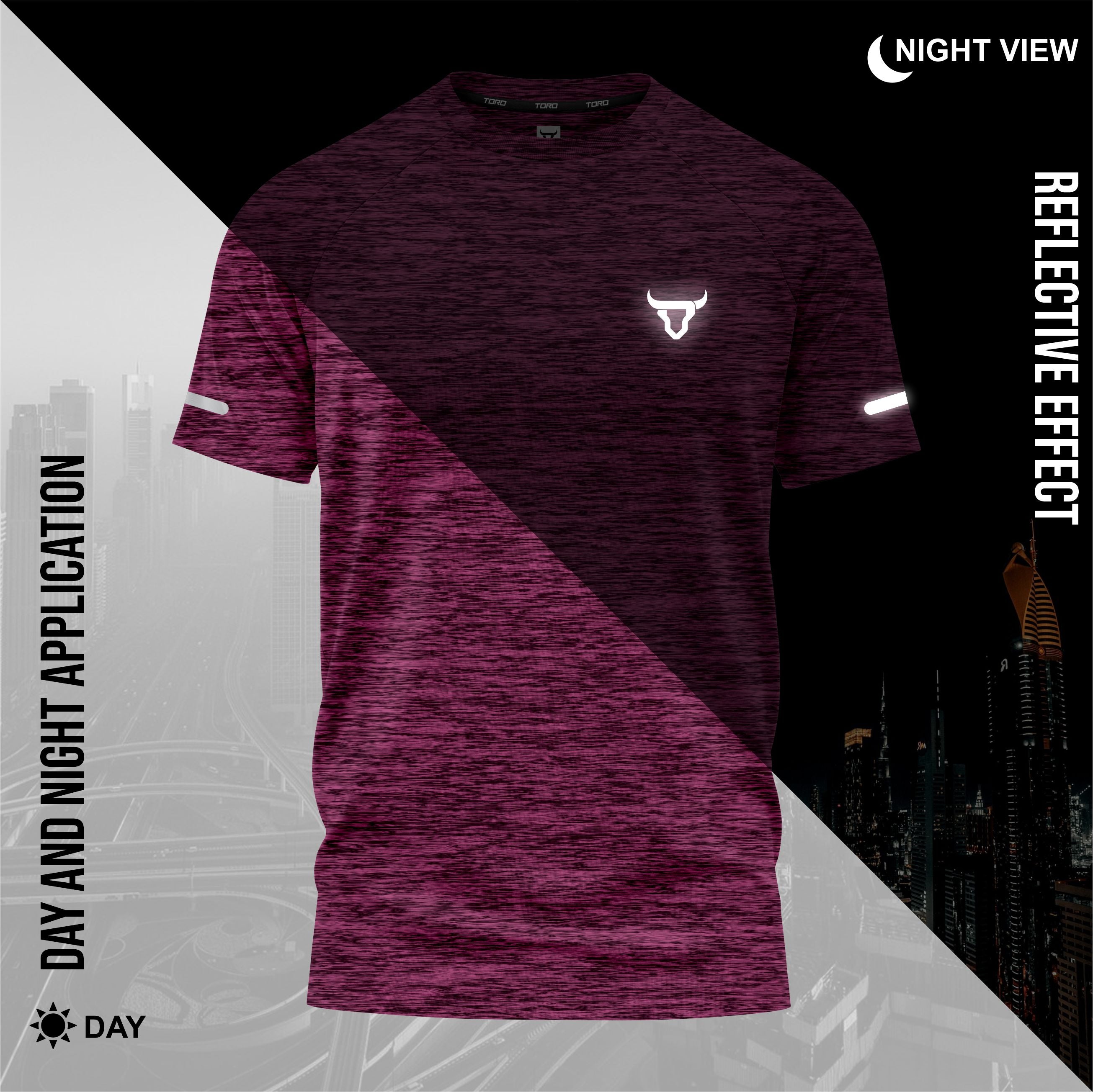 Toro Activa Men Short Sleeve T-Shirts Workout Melange Maroon