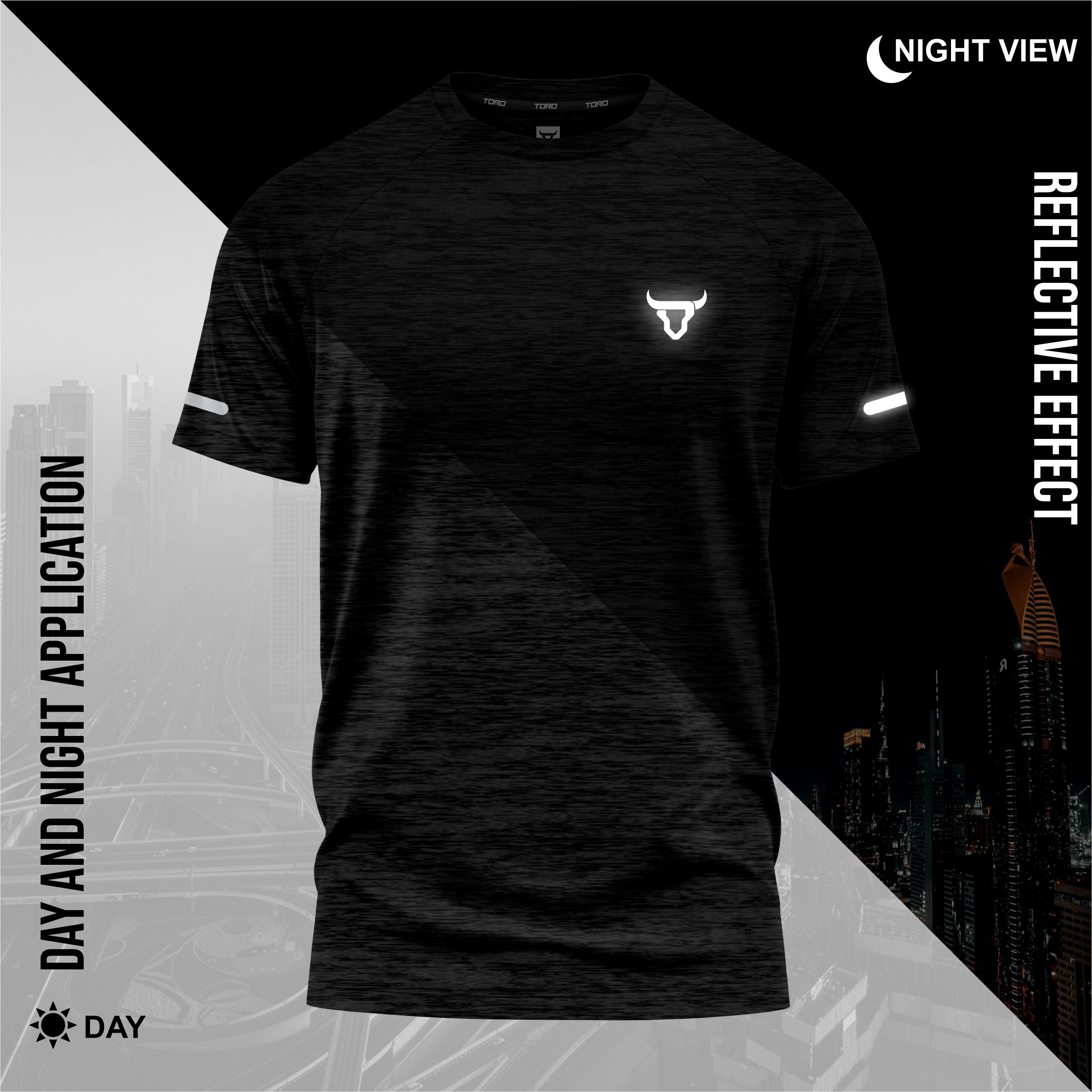 Toro Activa Men Short Sleeve T-Shirts Workout Melange Black