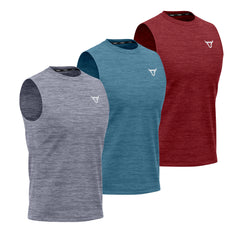 Toro Activa Tank Top Set of 3 for Men Grey Teal Red