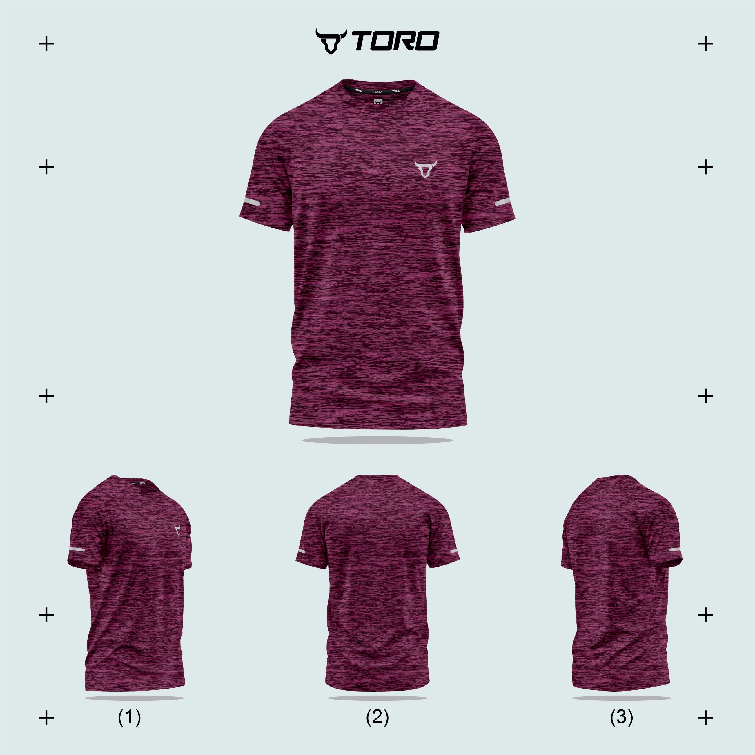 Toro Activa Men Short Sleeve T-Shirts Workout Melange Maroon