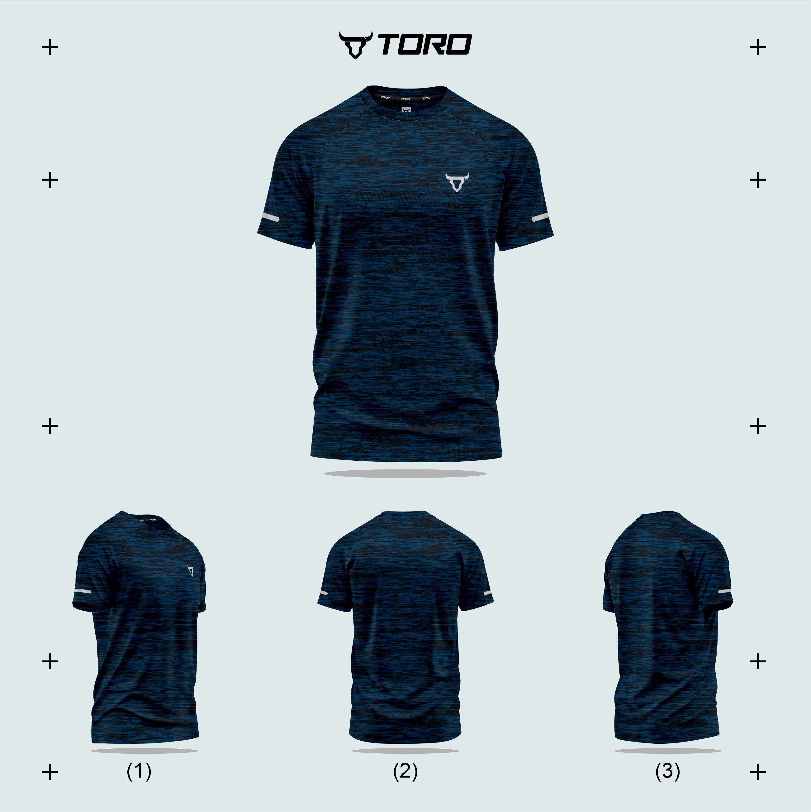 Toro Activa Men Short Sleeve T-Shirts Workout Melange Marl Blue