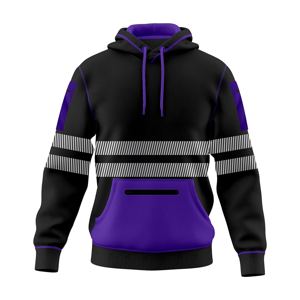 Hi-Vis Workwear ESSENTIAL Fleece Pullover Hoodie W1006 - Black/Purple 2XL TORO ACTIVA