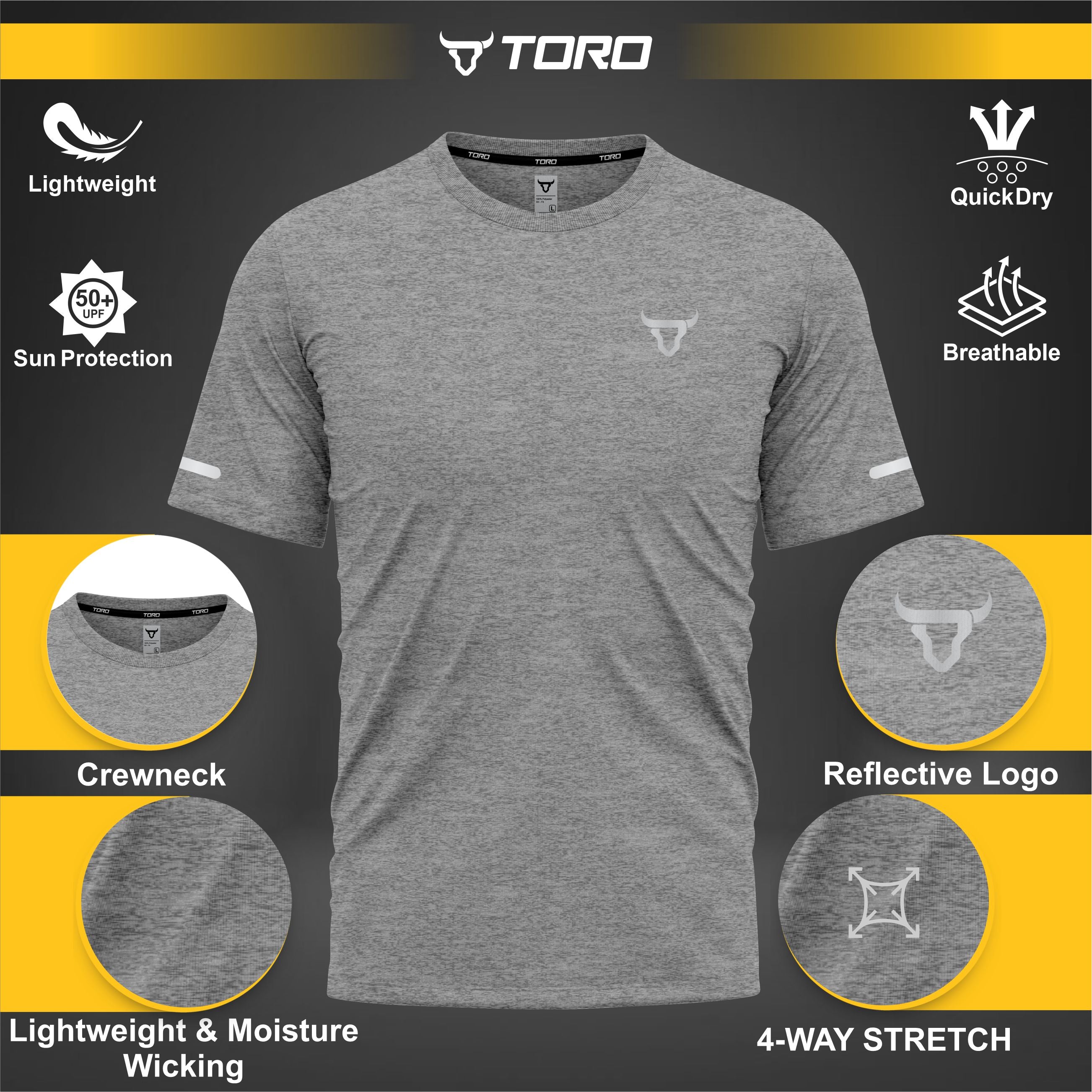 Toro Activa Kids Short Sleeve Dry-fit Shirt Cationic Grey