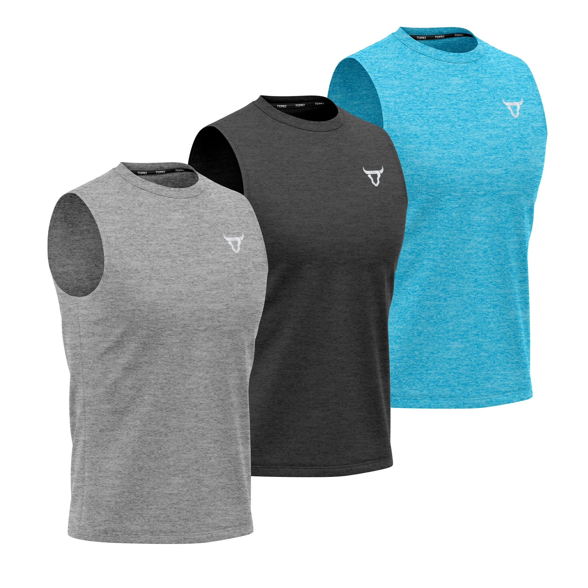 Toro Activa Tank Top Set of 3 for Men Black Blue Grey