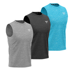 Toro Activa Tank Top Set of 3 for Men Black Blue Grey