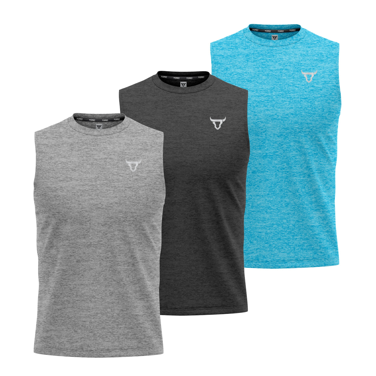 Toro Activa Tank Top Set of 3 for Men Black Blue Grey