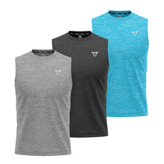 Toro Activa Tank Top Set of 3 for Men Black Blue Grey