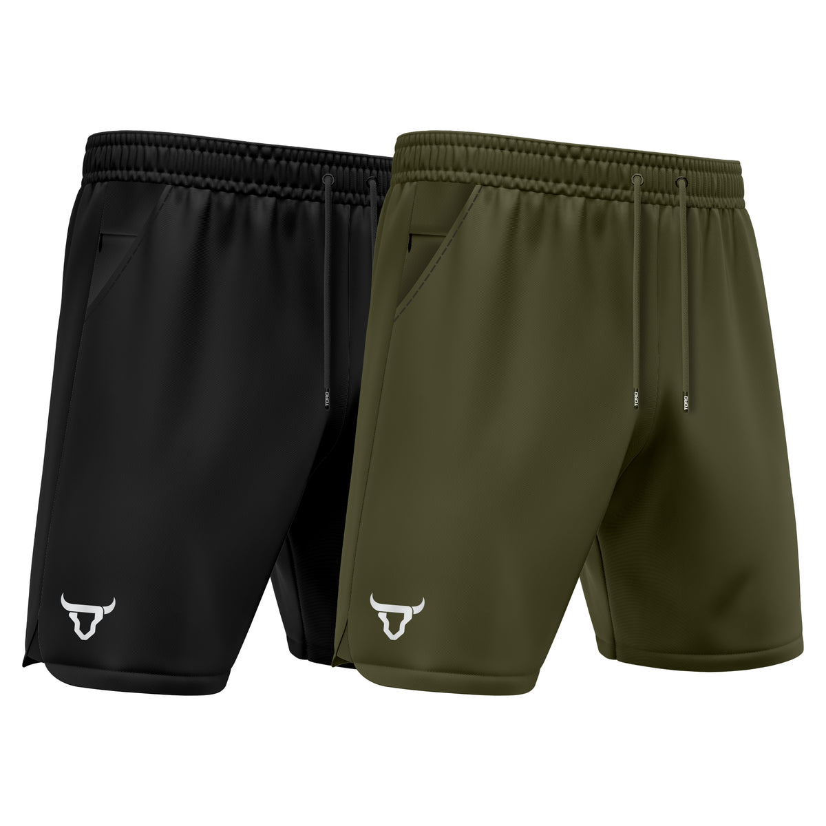 Toro Activa Mens Running Shorts Set of 2 Black and Olive Green