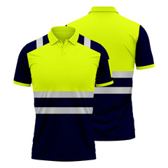 High Visibility Short Sleeve Polo Shirt P101 - Yellow/Navy TORO ACTIVA