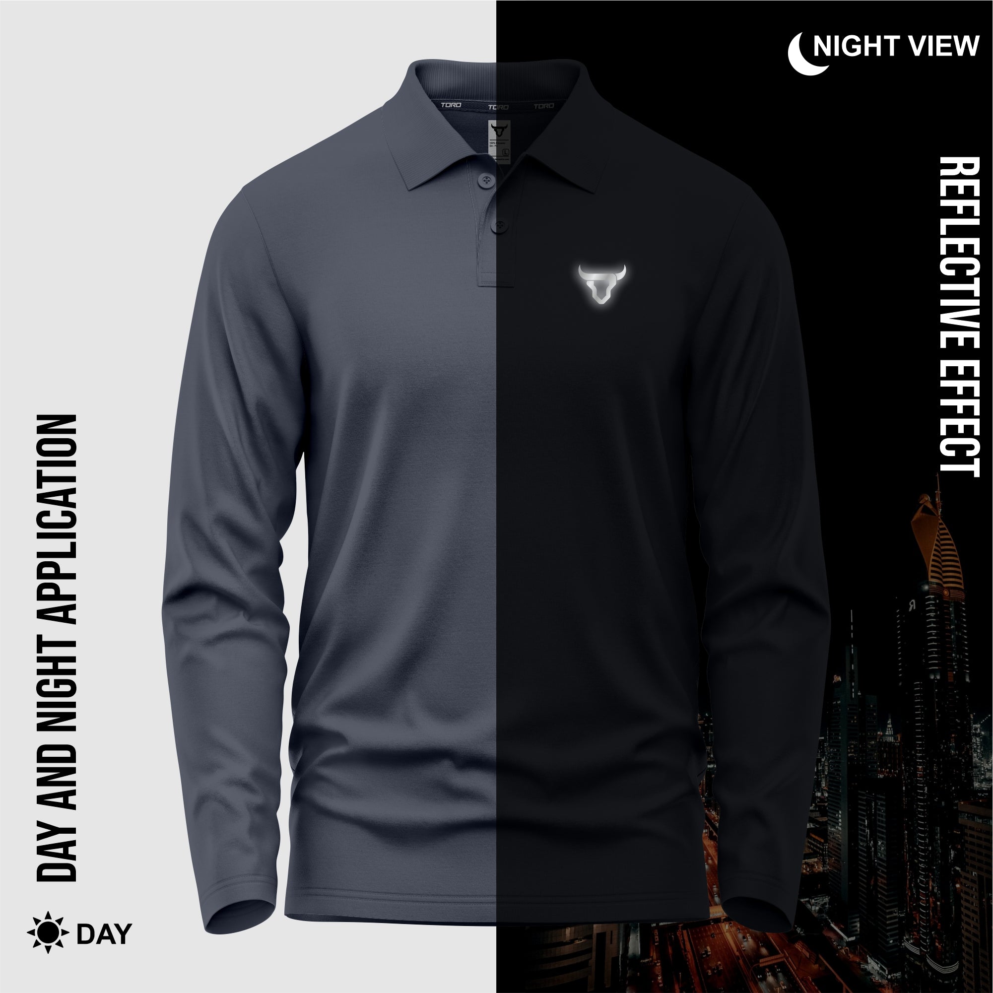 Toro Activa Mens Full Sleeve Polo Shirt Grey
