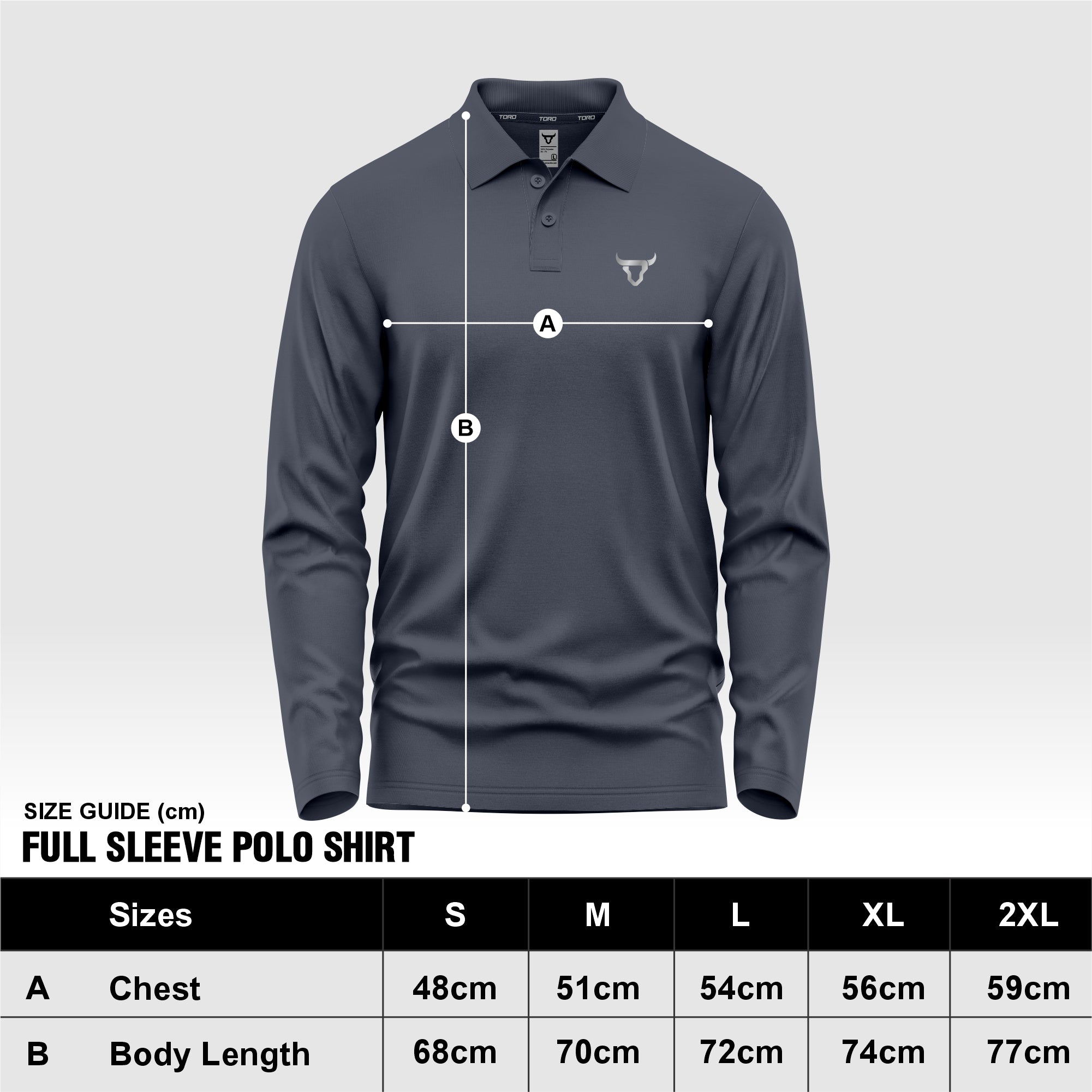 Toro Activa Mens Full Sleeve Polo Shirt Grey