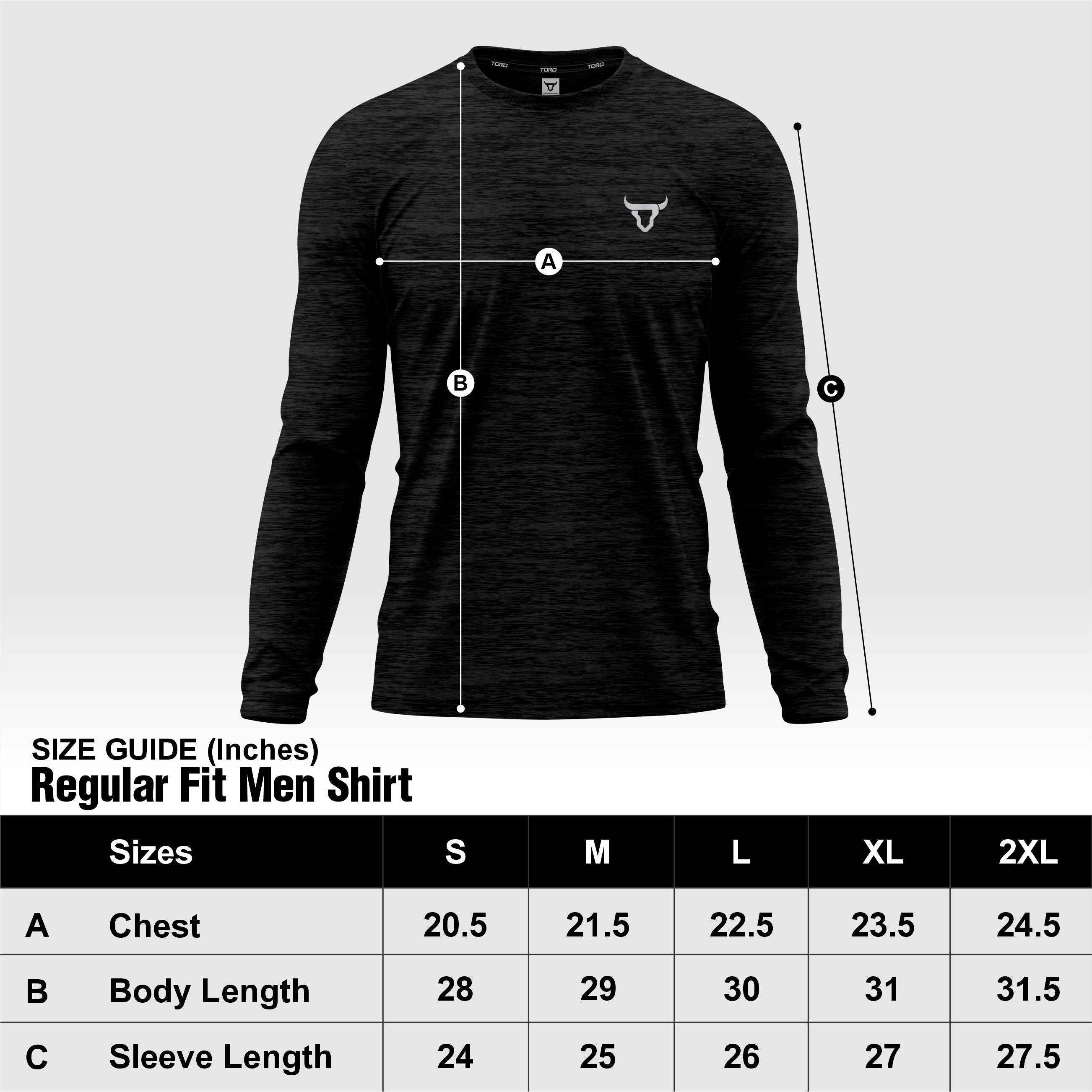 Toro Activa Mens Full Sleeve Dry-fit Shirt Melange Black