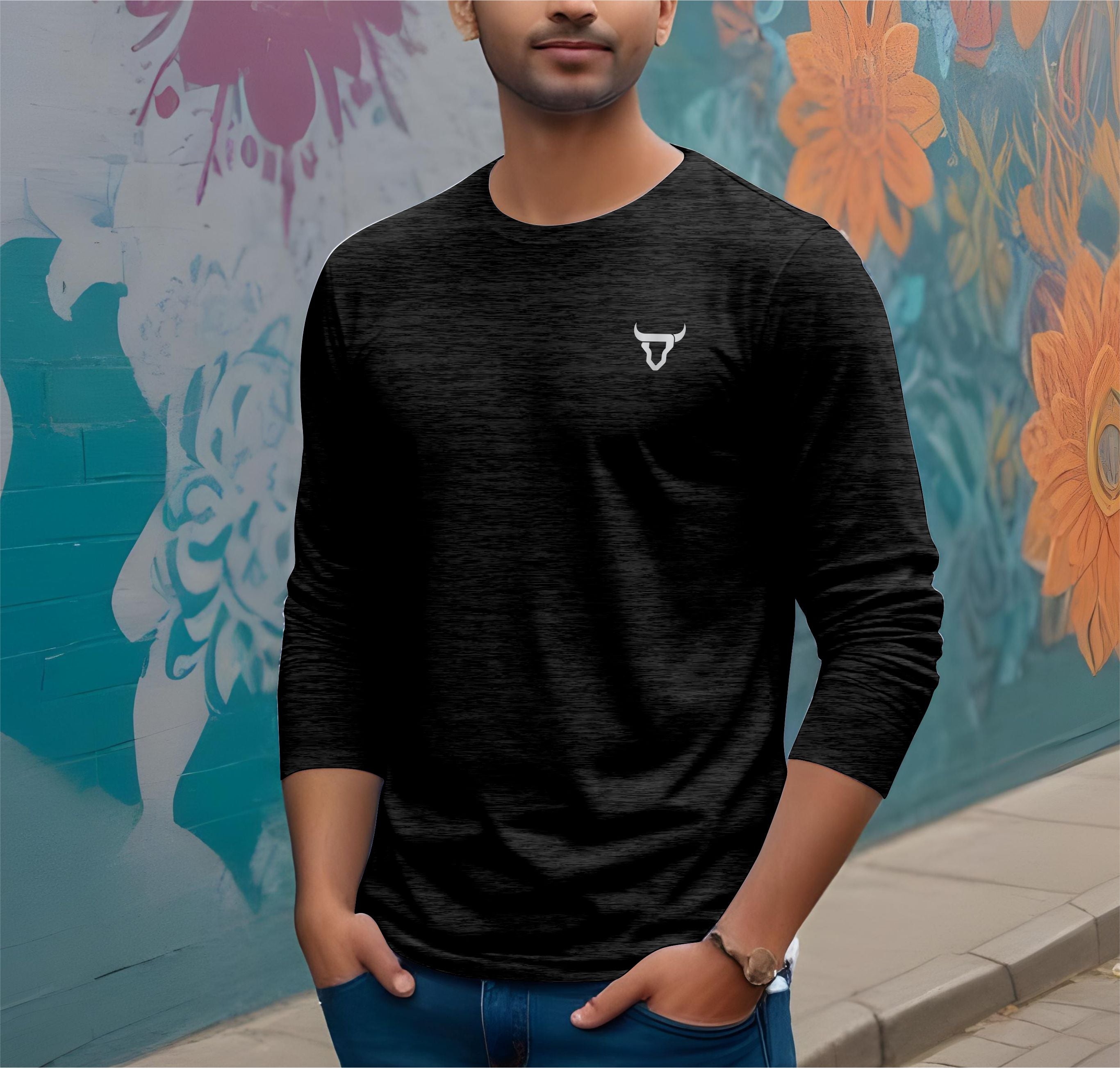 Toro Activa Mens Full Sleeve Dry-fit Shirt Melange Black