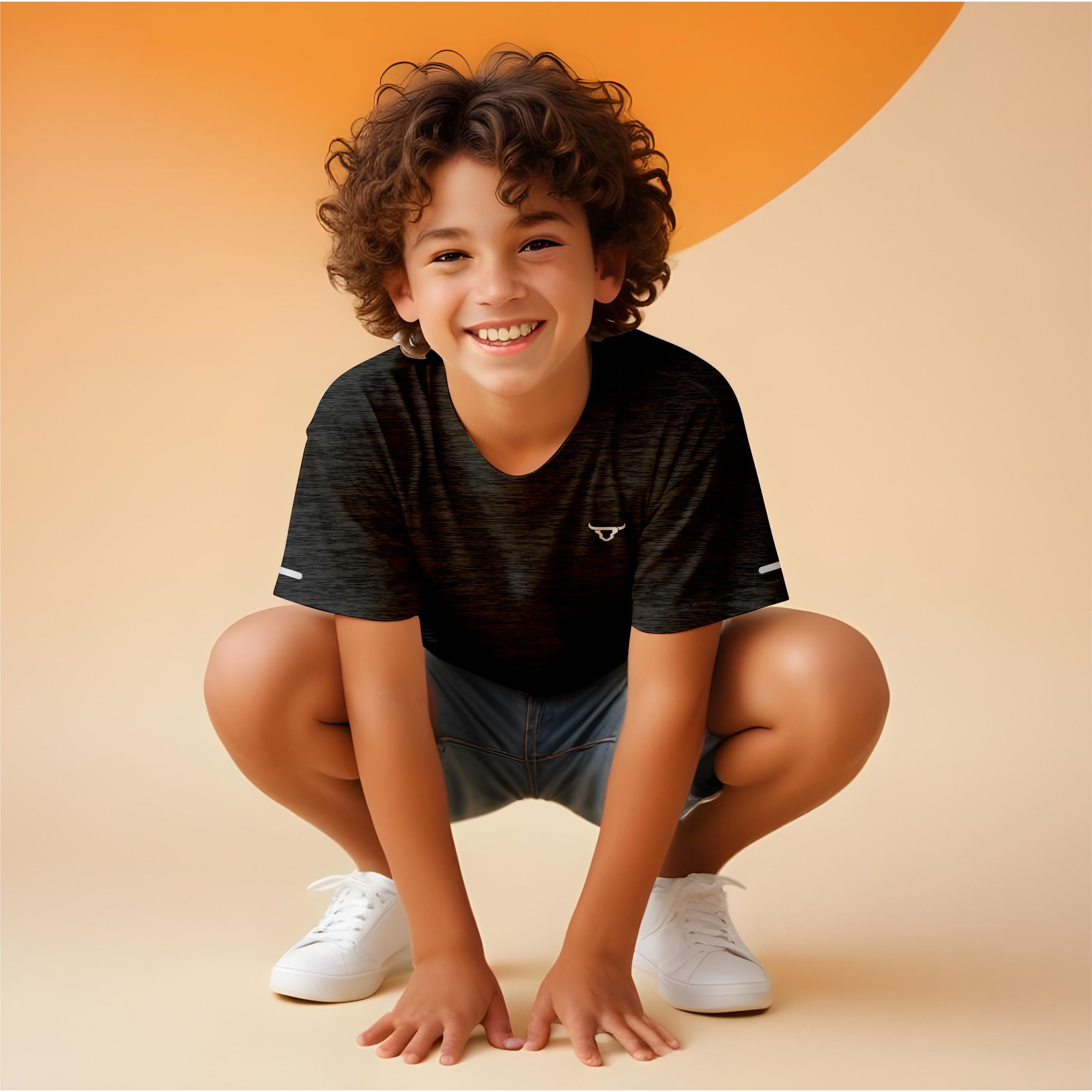 Toro Activa Kids Short Sleeve Dry-fit Shirt Melange Black
