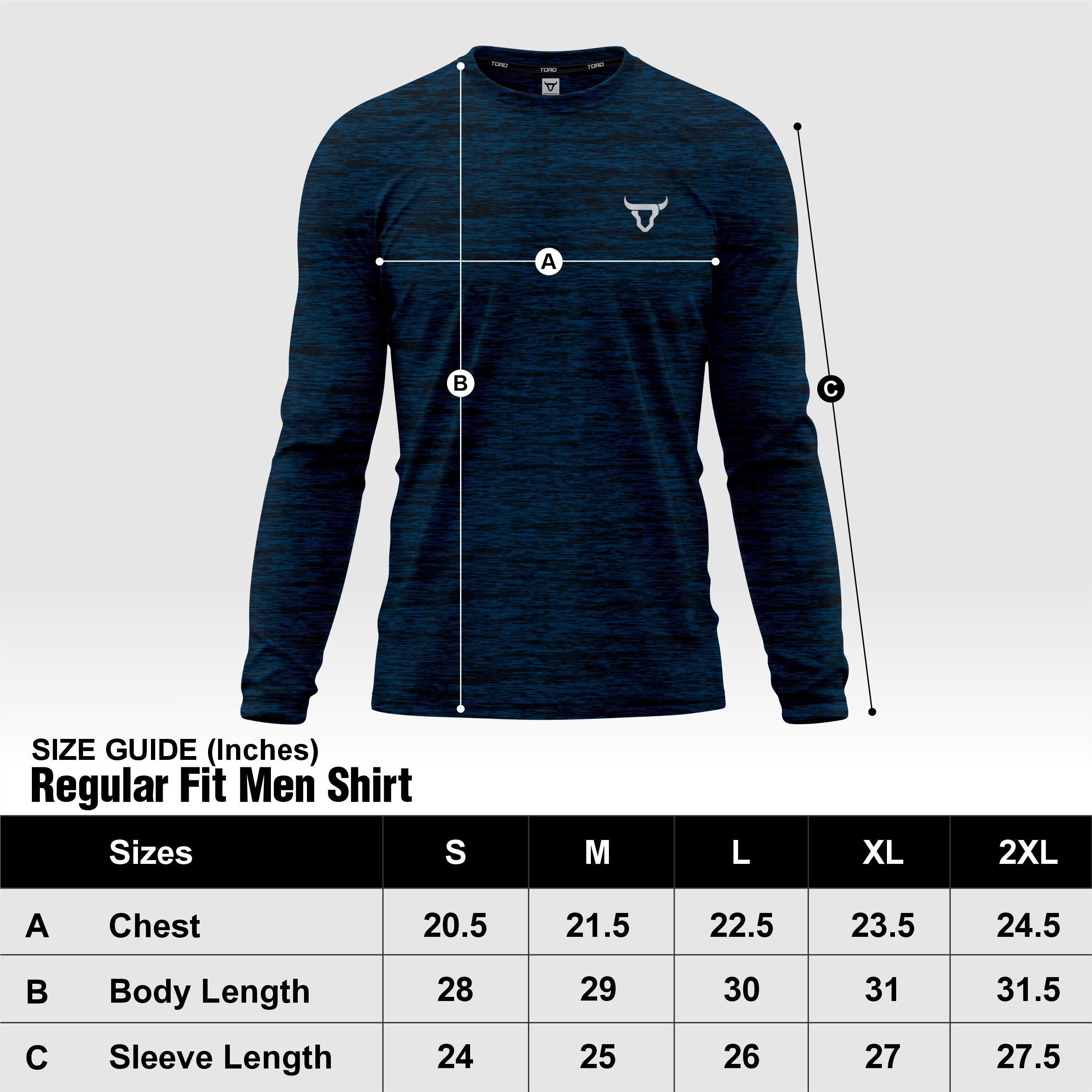 Toro Activa Mens Full Sleeve Dry-fit Shirt Melange Blue