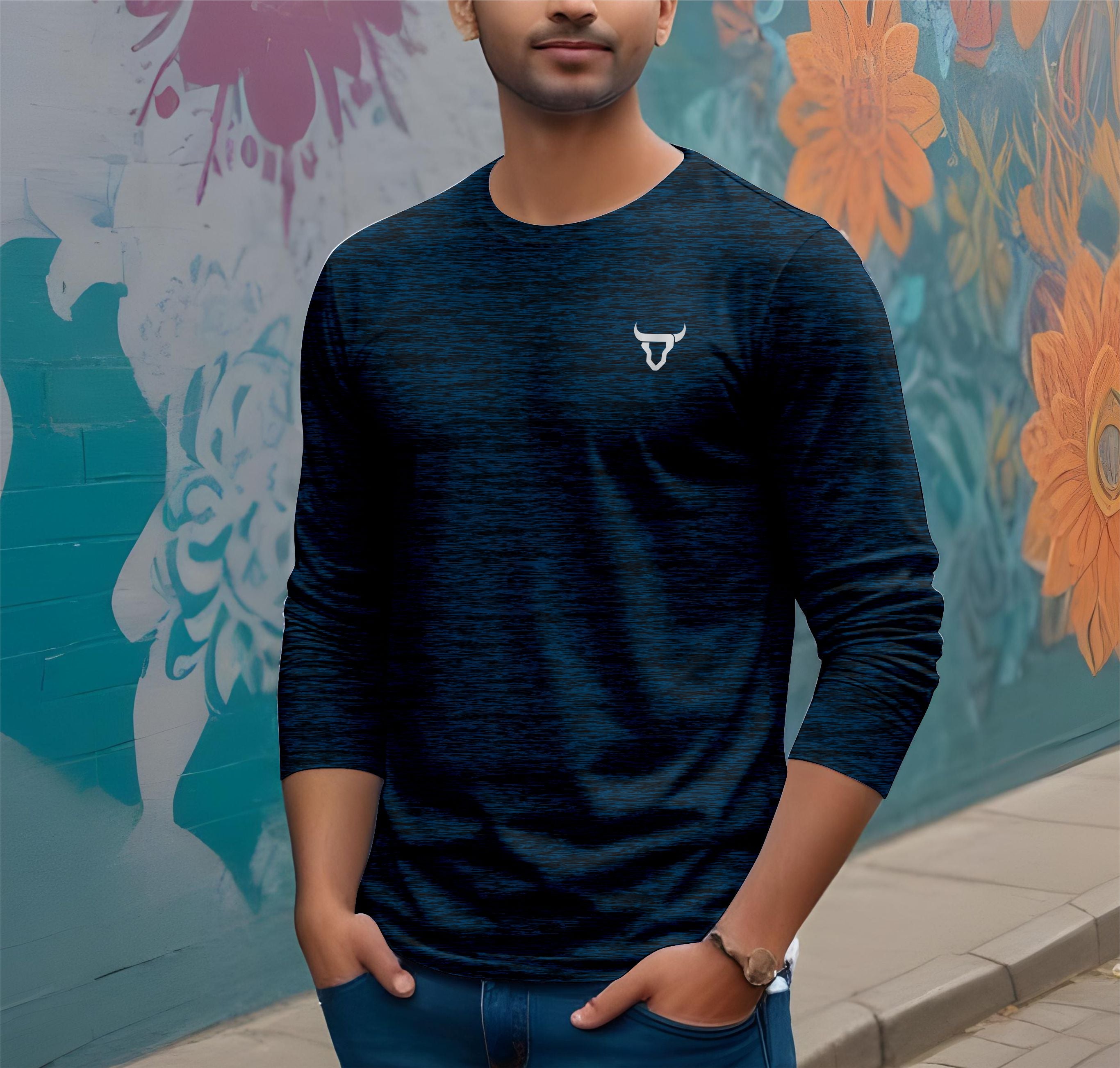 Toro Activa Mens Full Sleeve Dry-fit Shirt Melange Blue