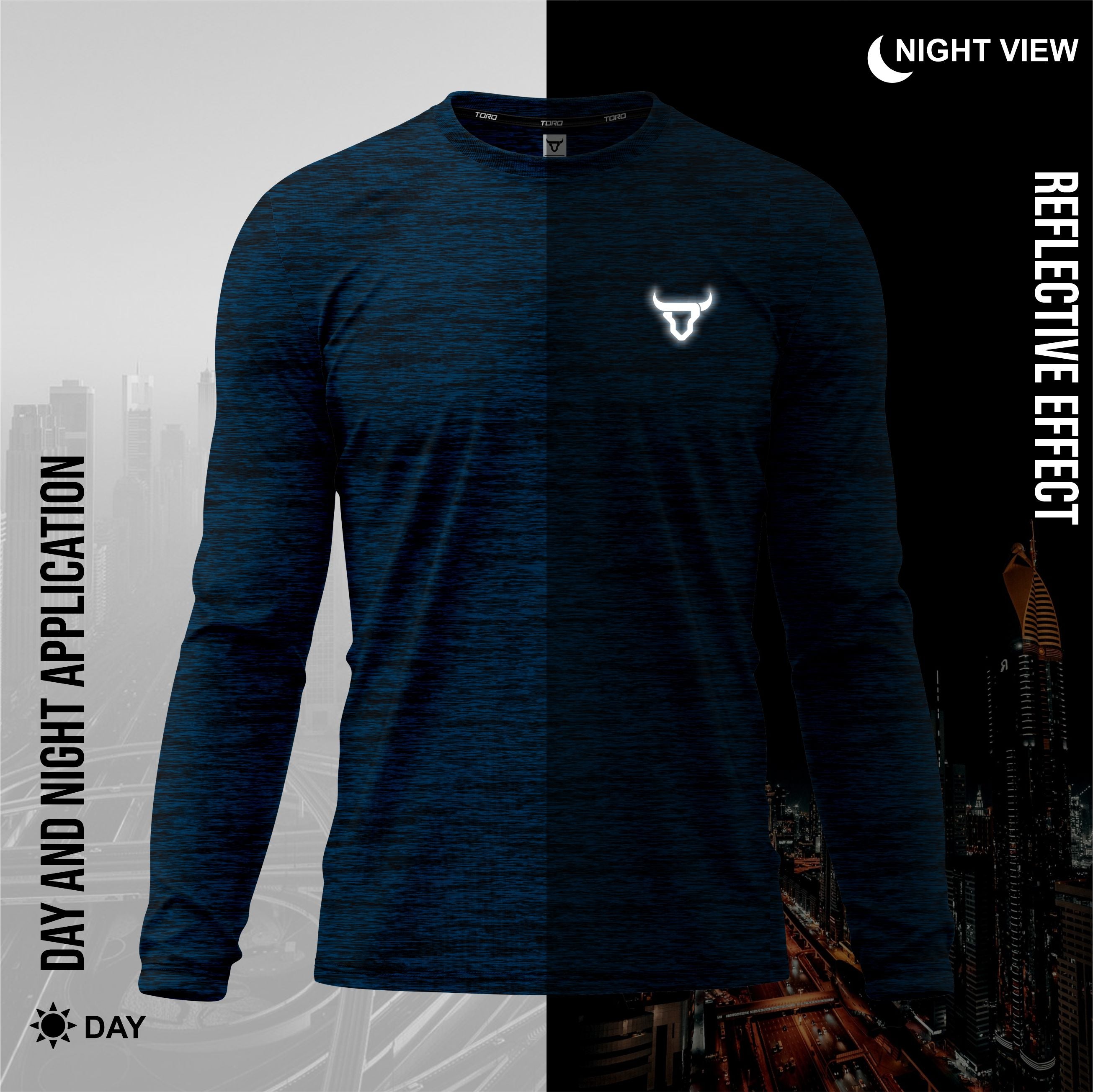 Toro Activa Mens Full Sleeve Dry-fit Shirt Melange Blue