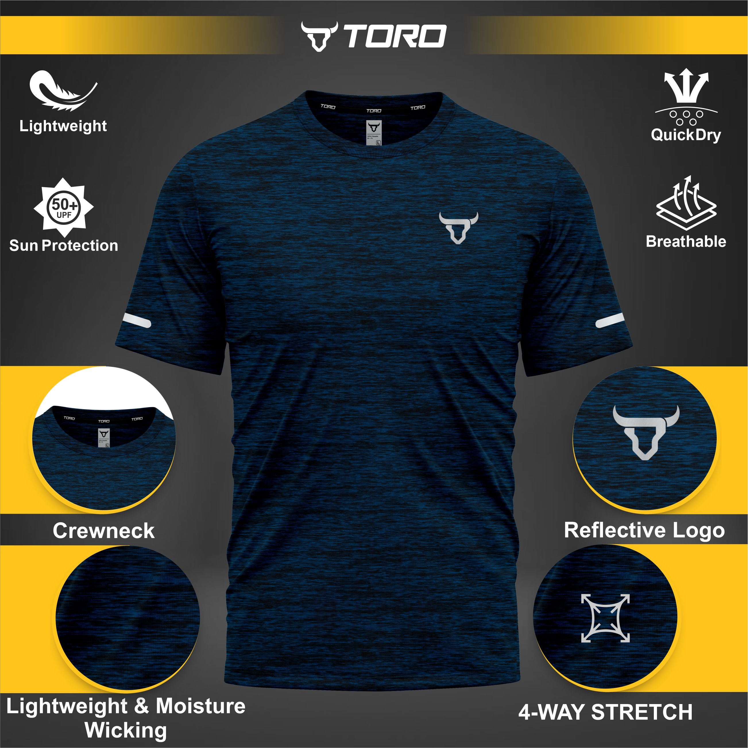 Toro Activa Kids  Short Sleeve Dry-fit Shirt Melange Blue