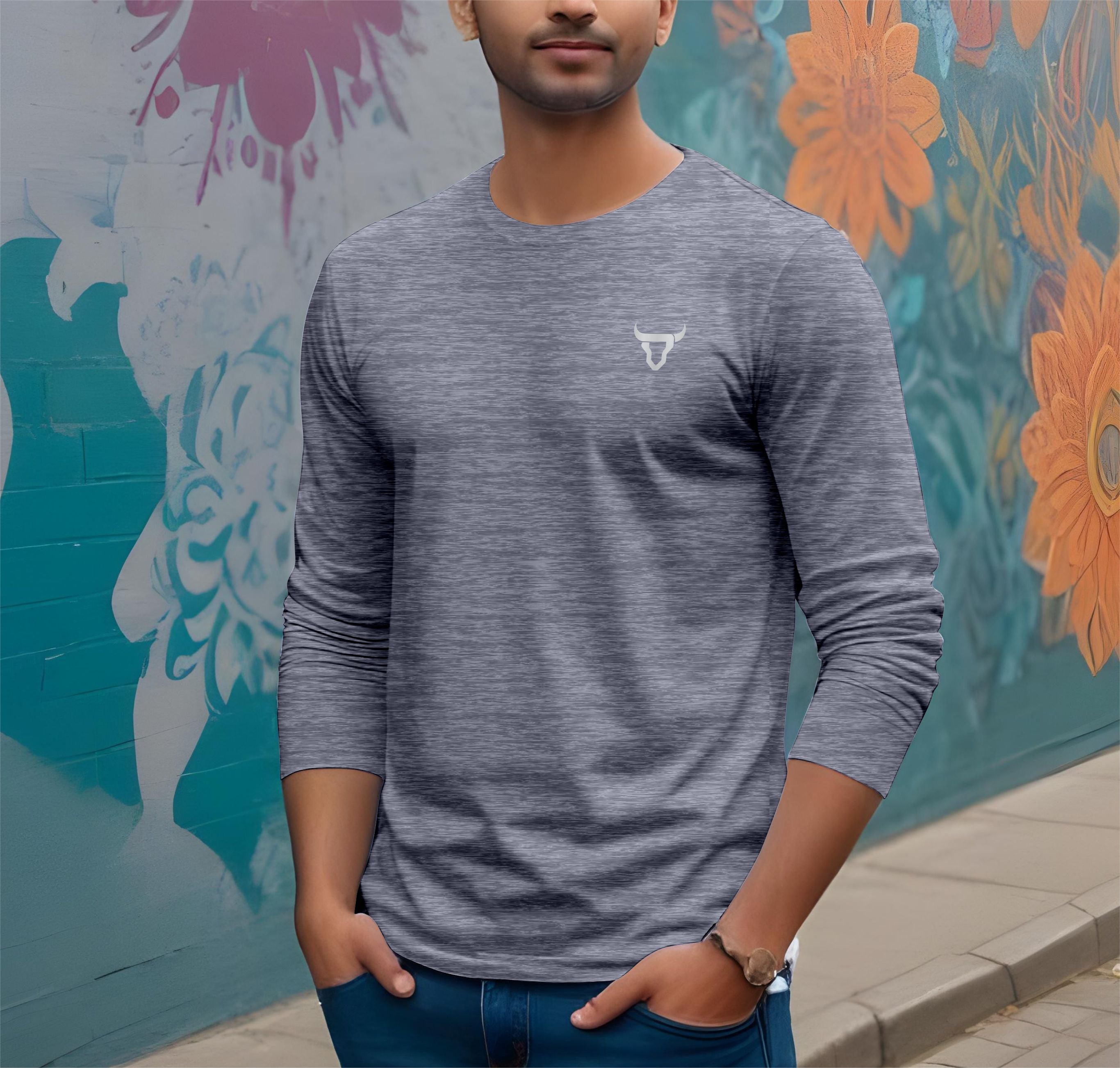 Toro Activa Mens Full Sleeve Dry-fit Shirt Melange Grey