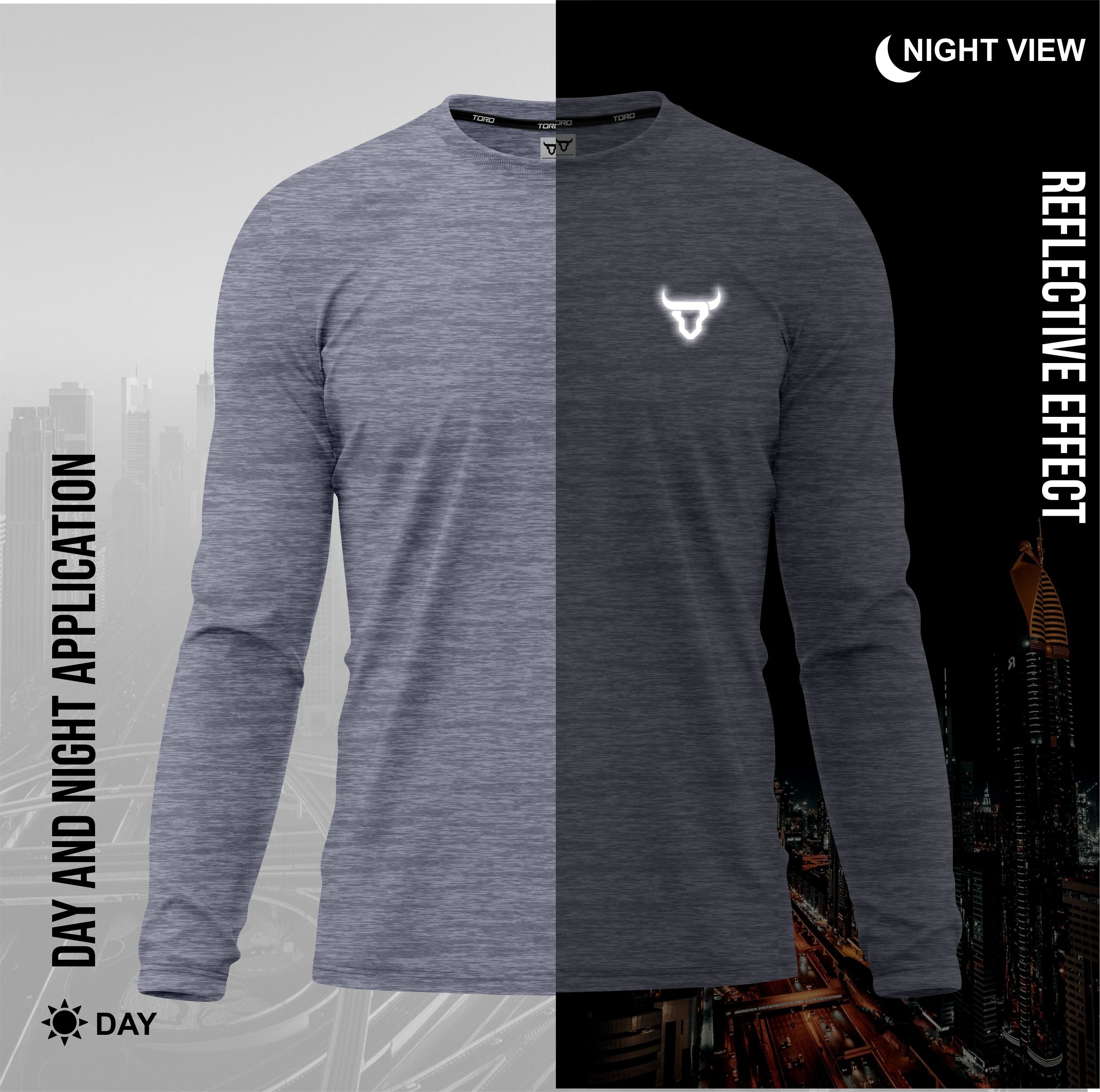 Toro Activa Mens Full Sleeve Dry-fit Shirt Melange Grey