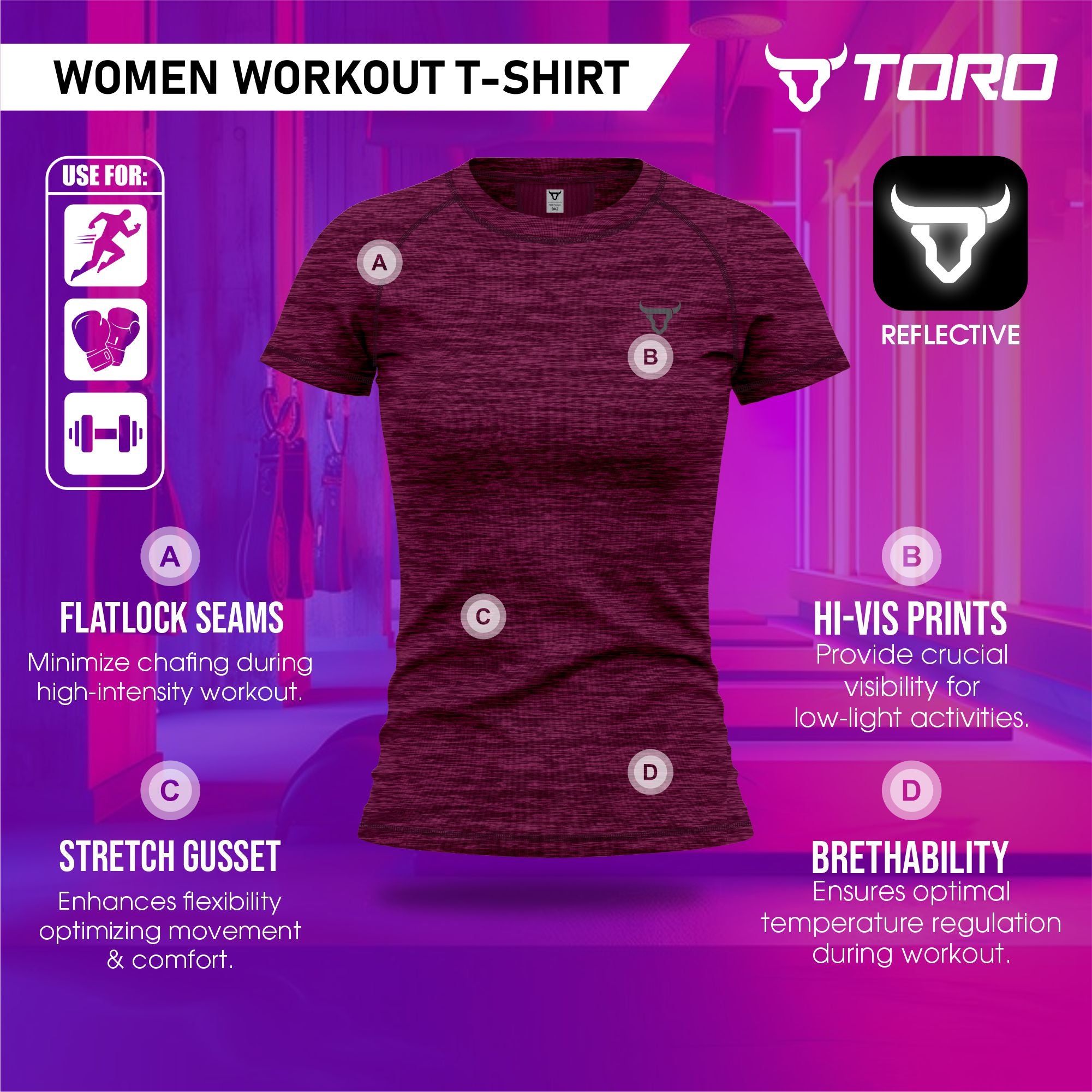 Toro Activa Women's Dry-Fit Melange Raglan Tee TORO ACTIVA
