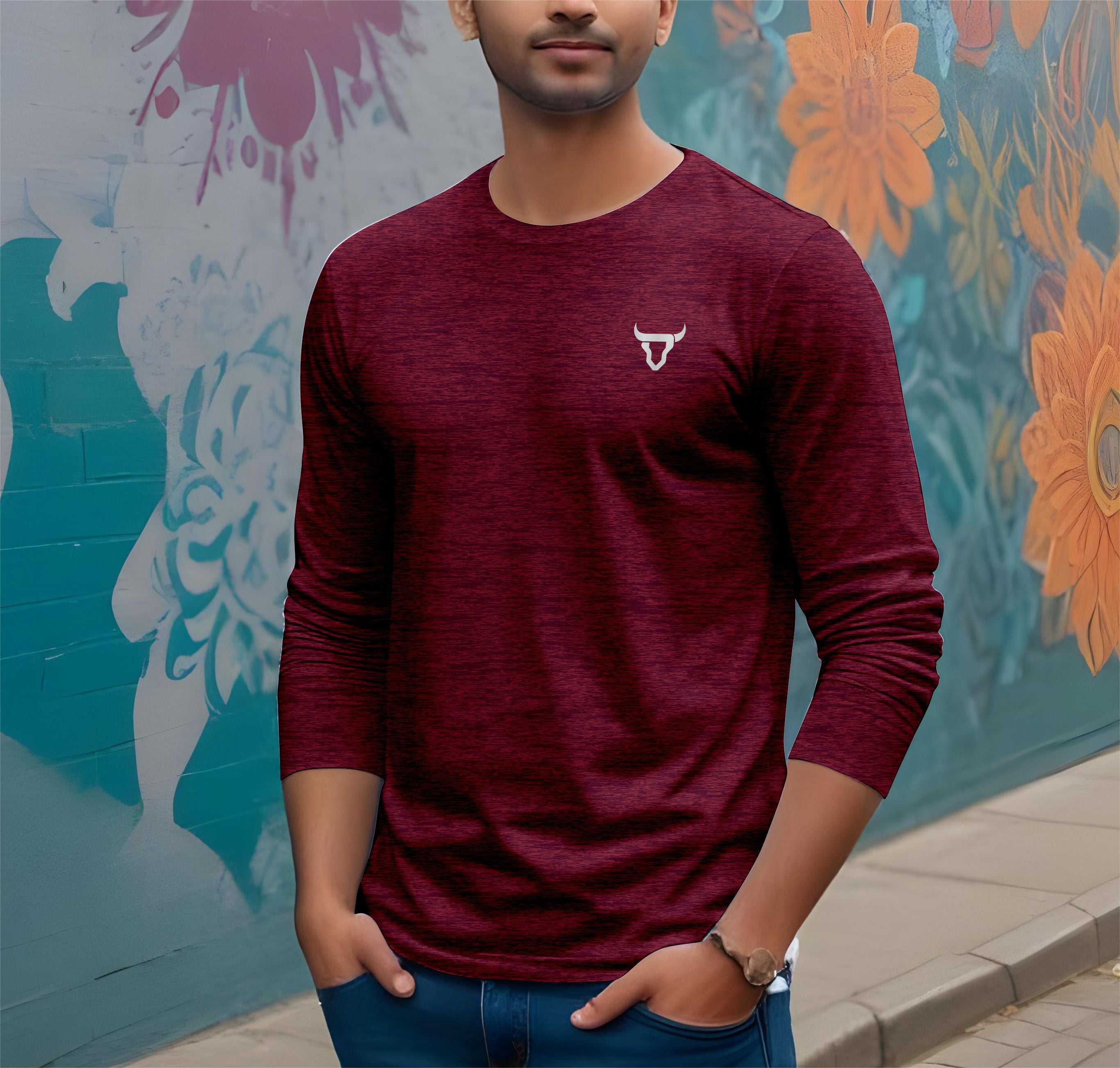 Toro Activa Mens Full Sleeve Dry-fit Shirt Melange Maroon