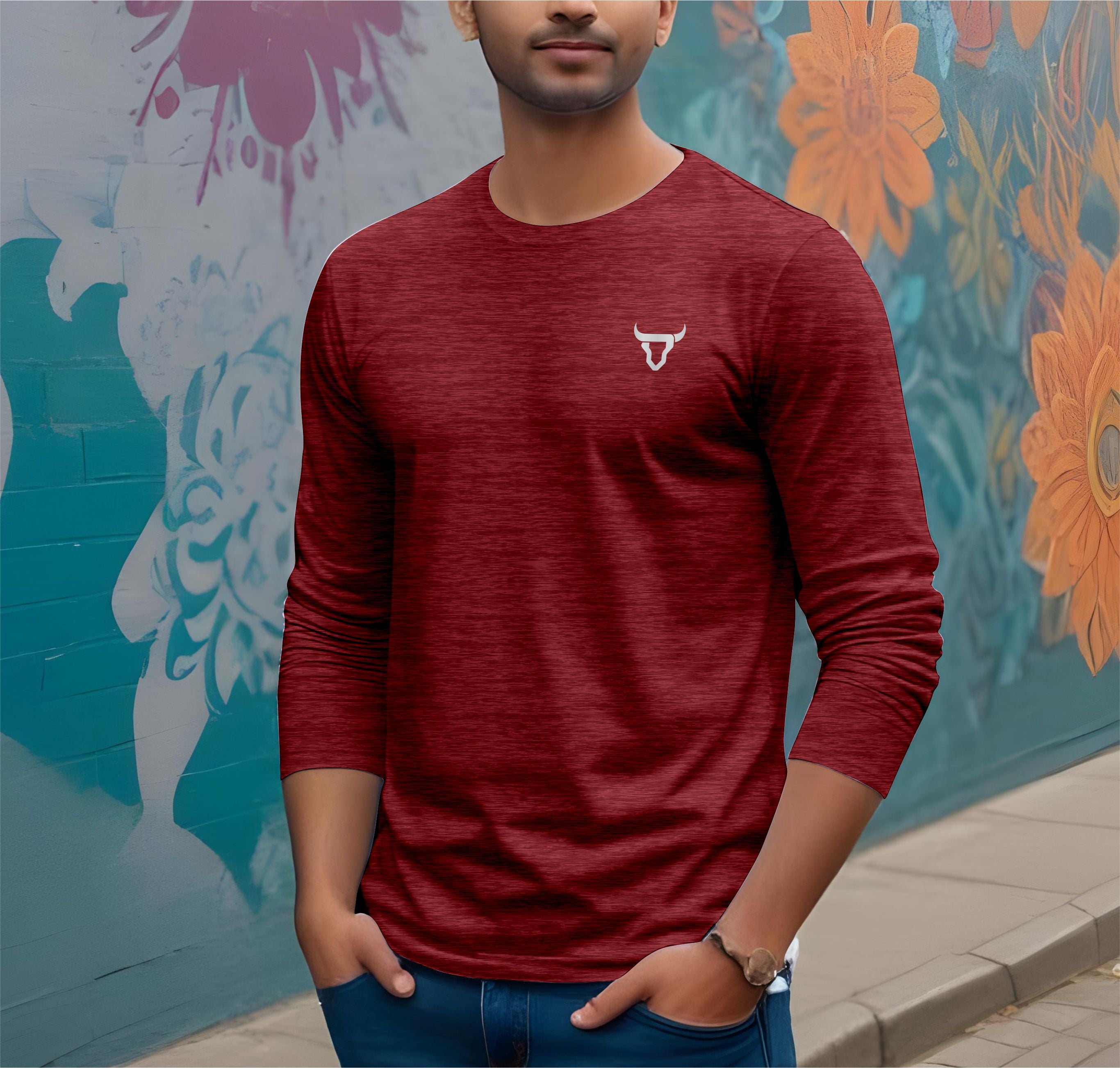 Toro Activa Mens Full Sleeve Dry-fit Shirt Melange Red