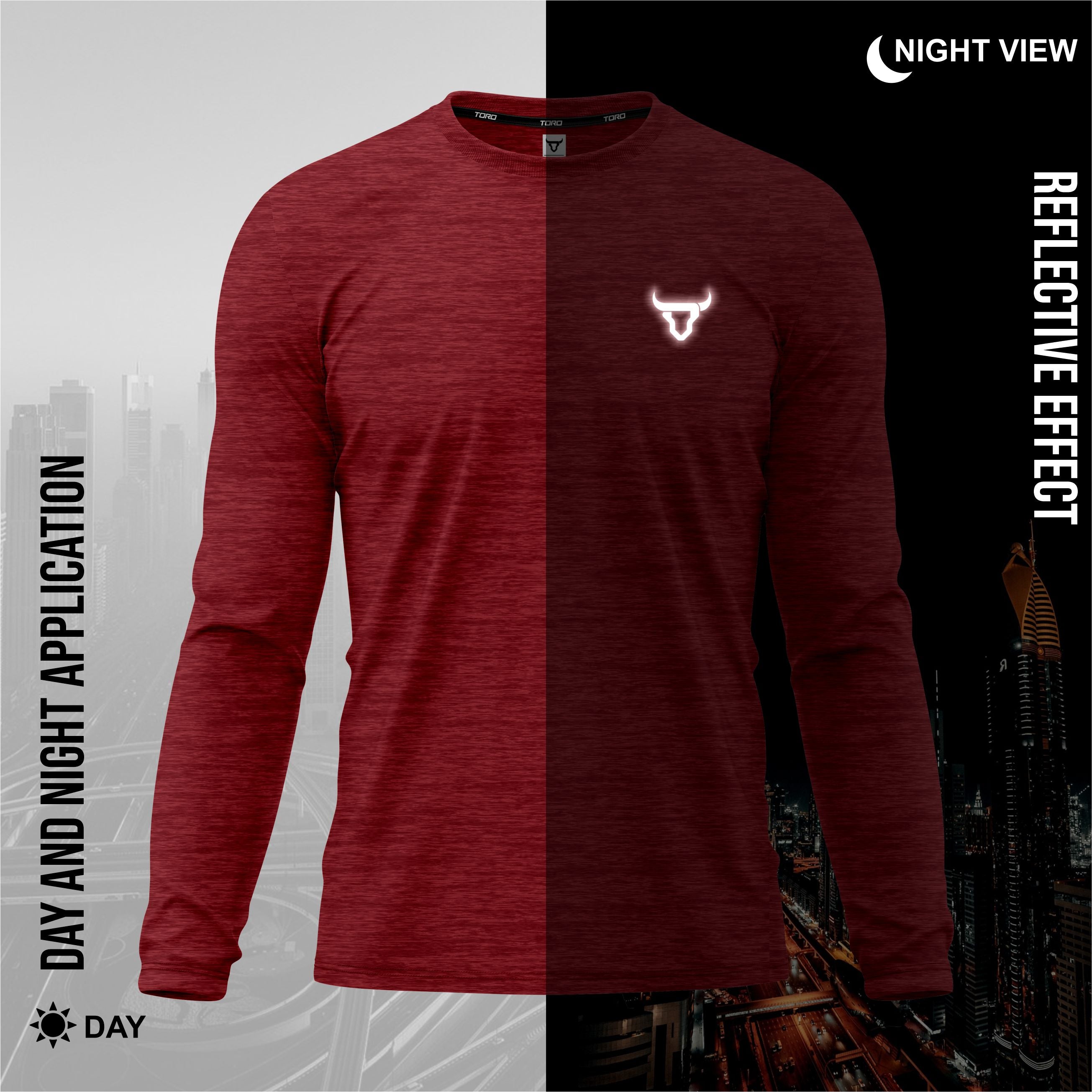 Toro Activa Mens Full Sleeve Dry-fit Shirt Melange Red
