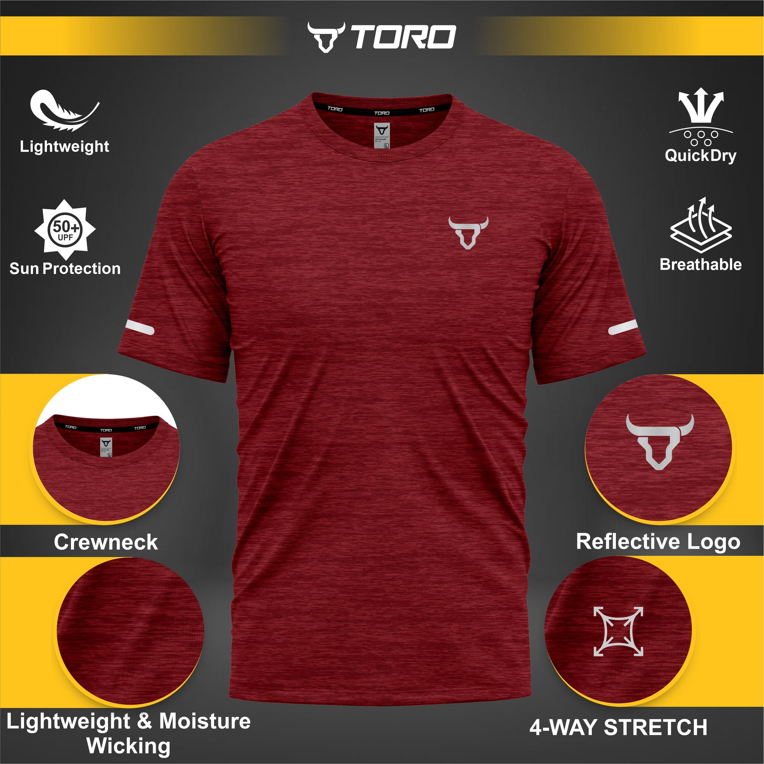 Toro Activa Kids Short Sleeve Dry-fit Shirt Melange Red