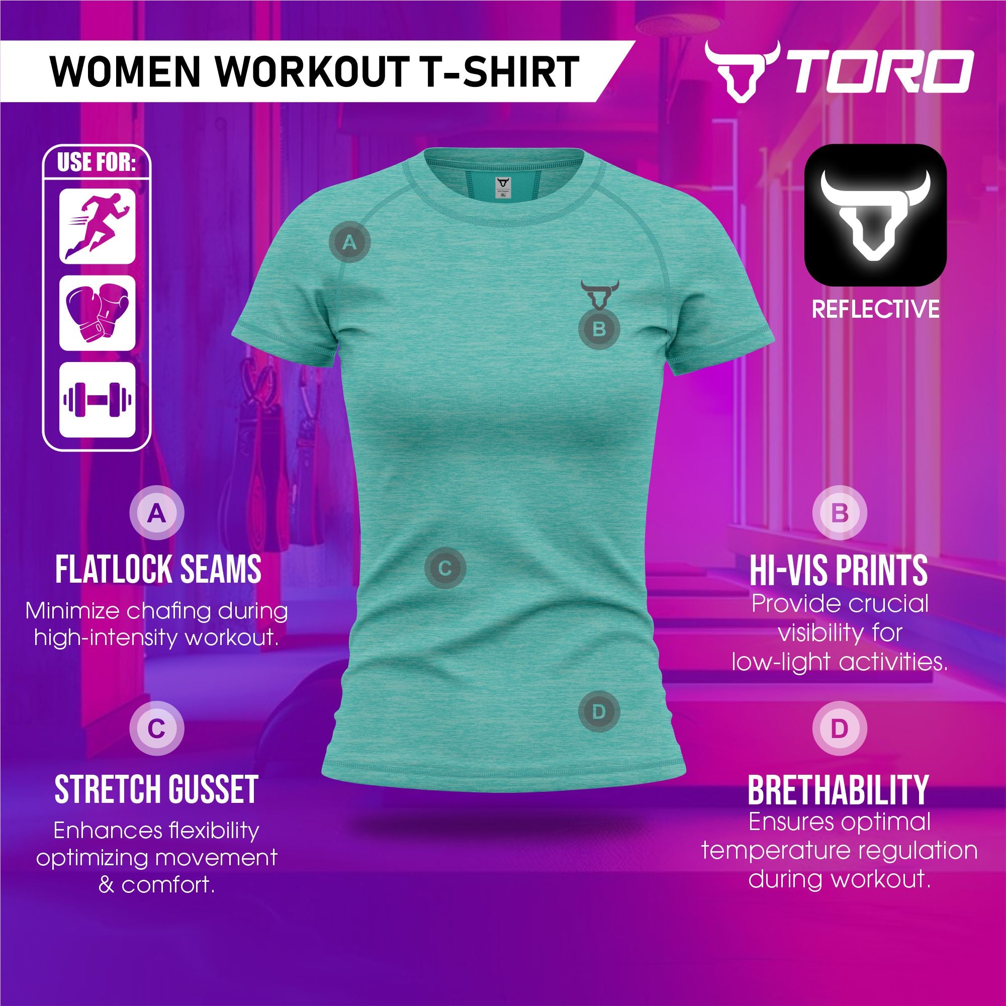 Toro Activa Women's Dry-Fit Melange Raglan Tee TORO ACTIVA