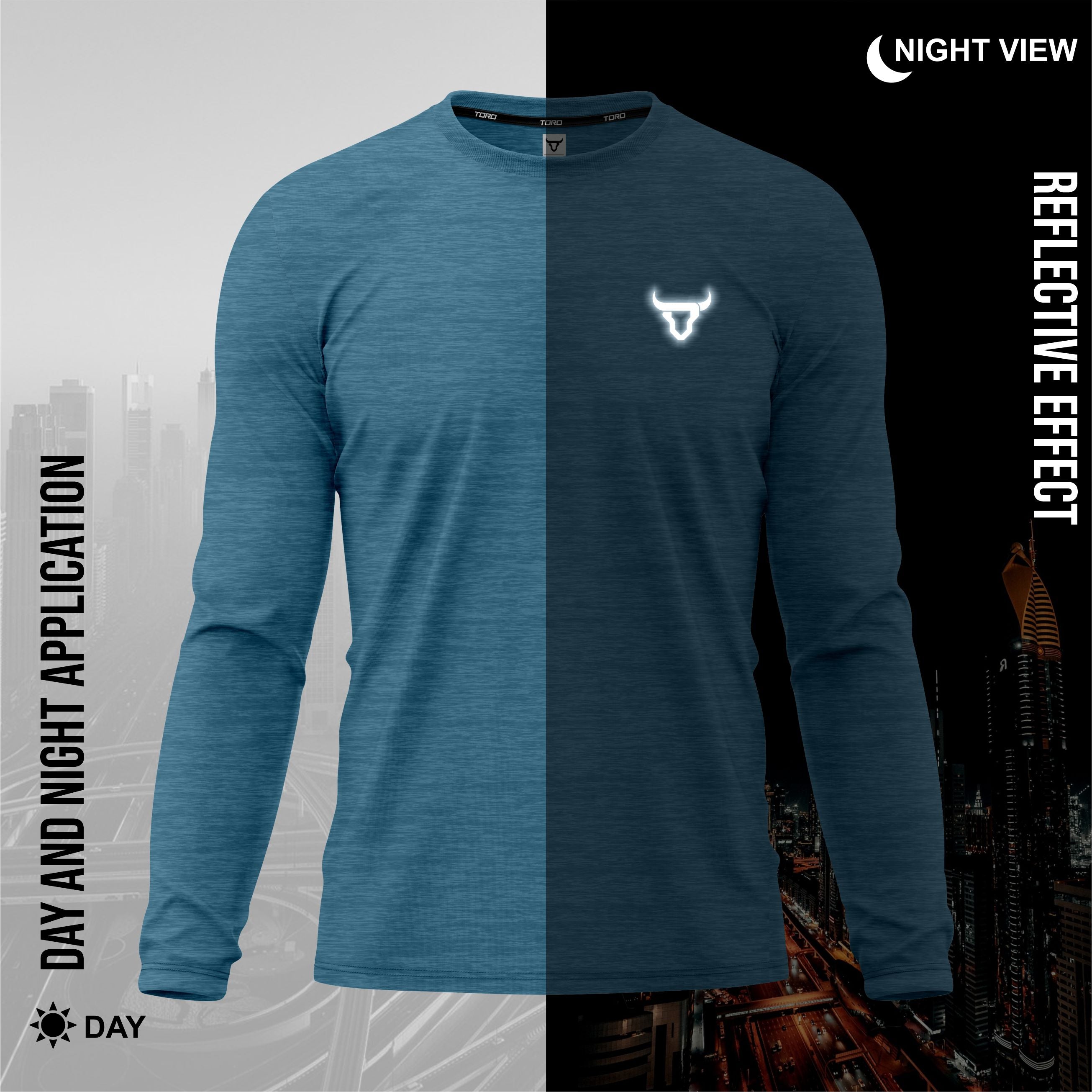 Toro Activa Mens Full Sleeve Dry-fit Shirt Melange Teal
